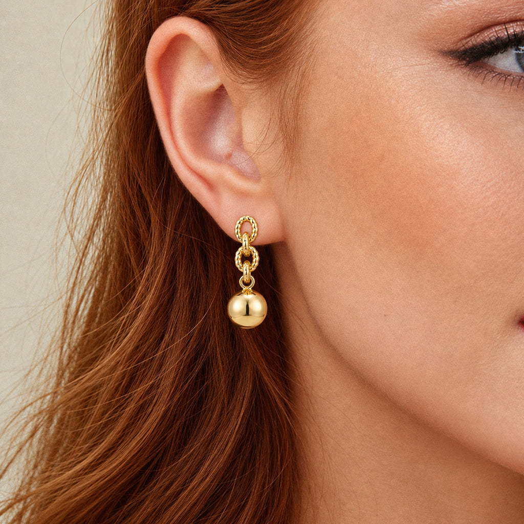 18K Gold-Plated Link Ball Drop Earrings