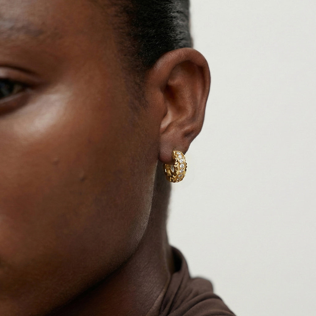 Interlaced Zirconia Huggie Earrings
