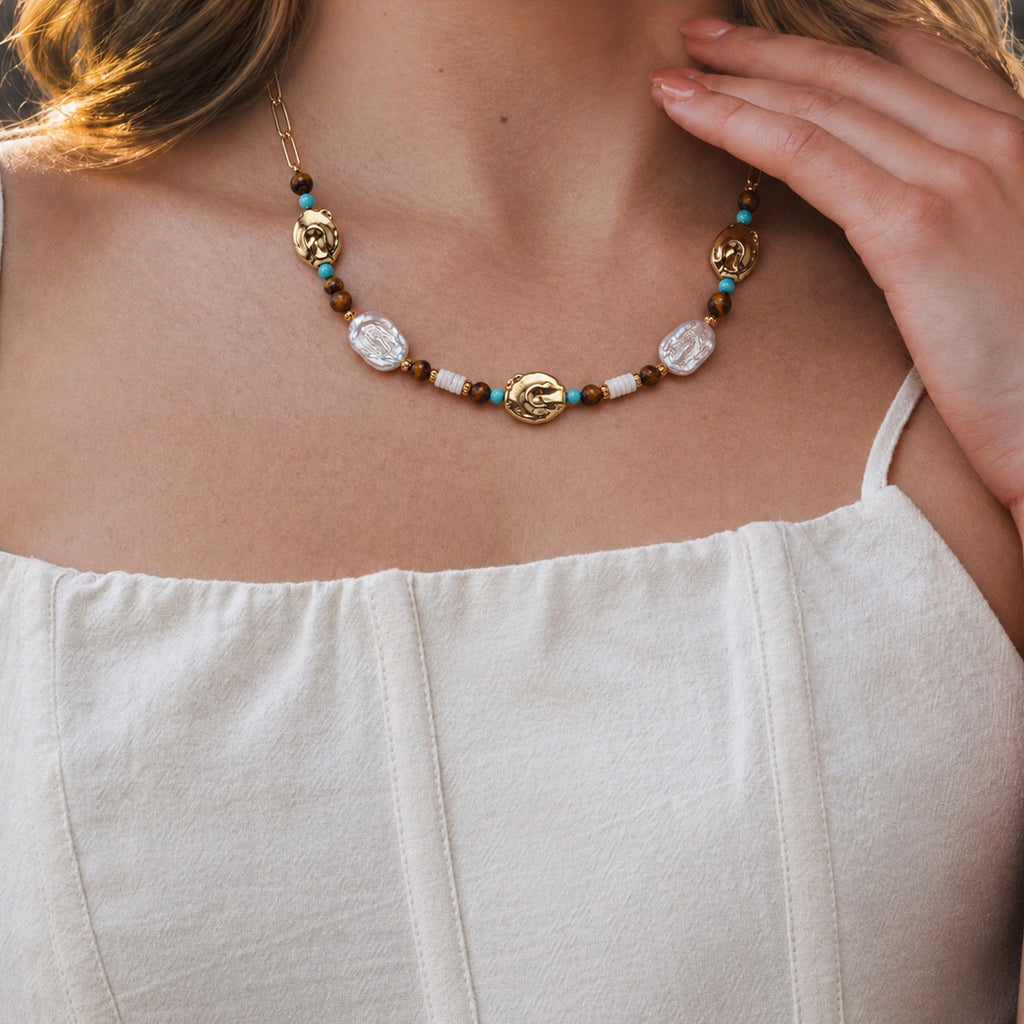 Baroque Pearl Natural Stone Beaded Necklace