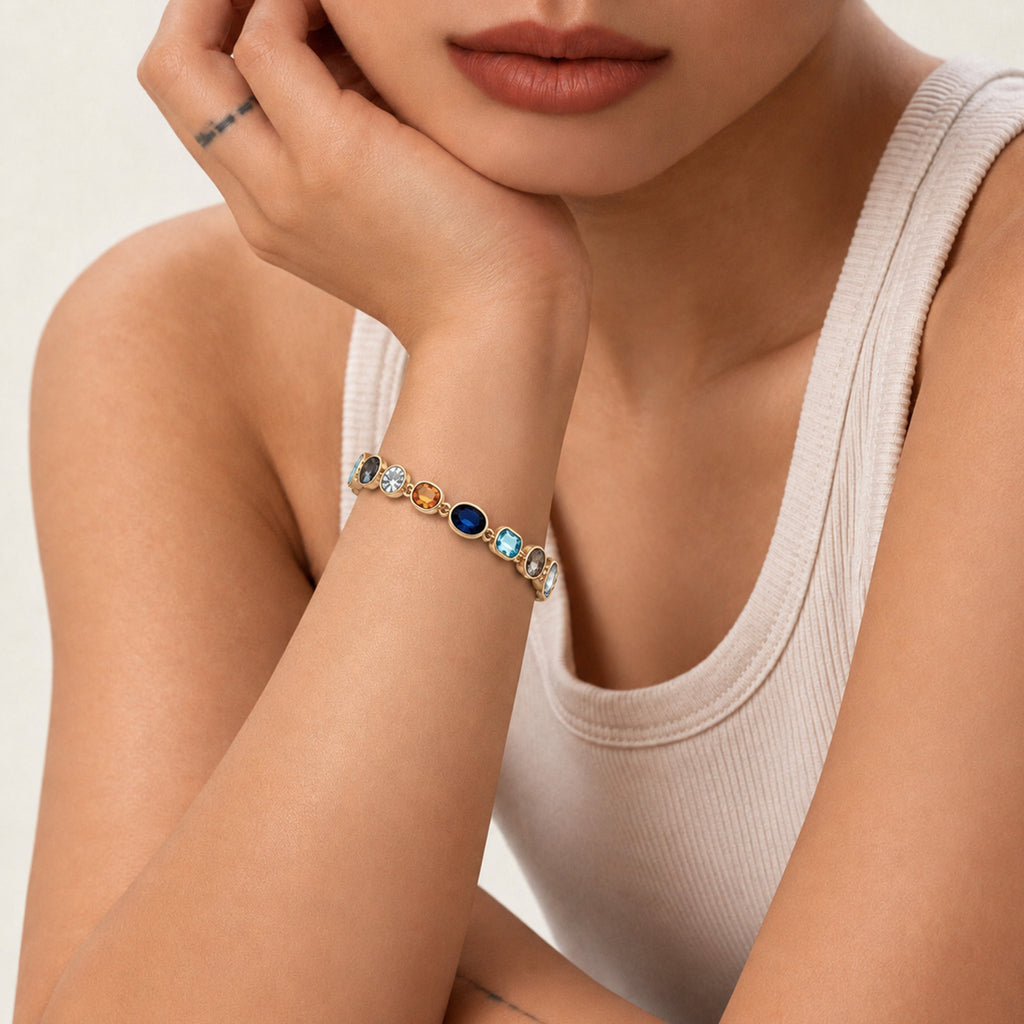 Gold-Plated Multicolor Crystal Bracelet