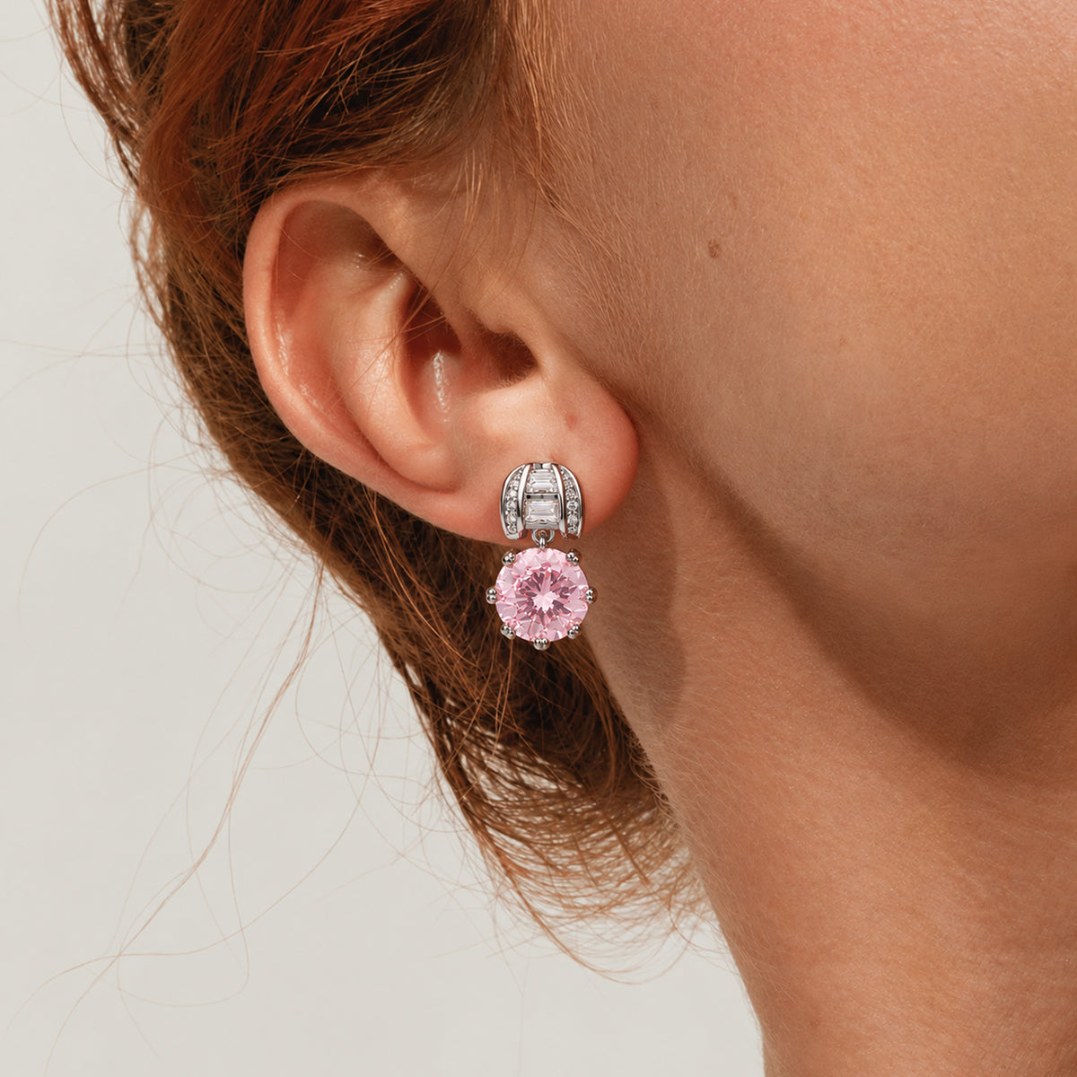 Crystal Round Drop Stud Earrings