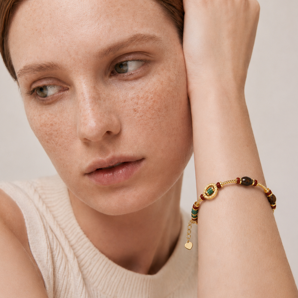 Gold-Plated Mixed Natural Stone Bracelet