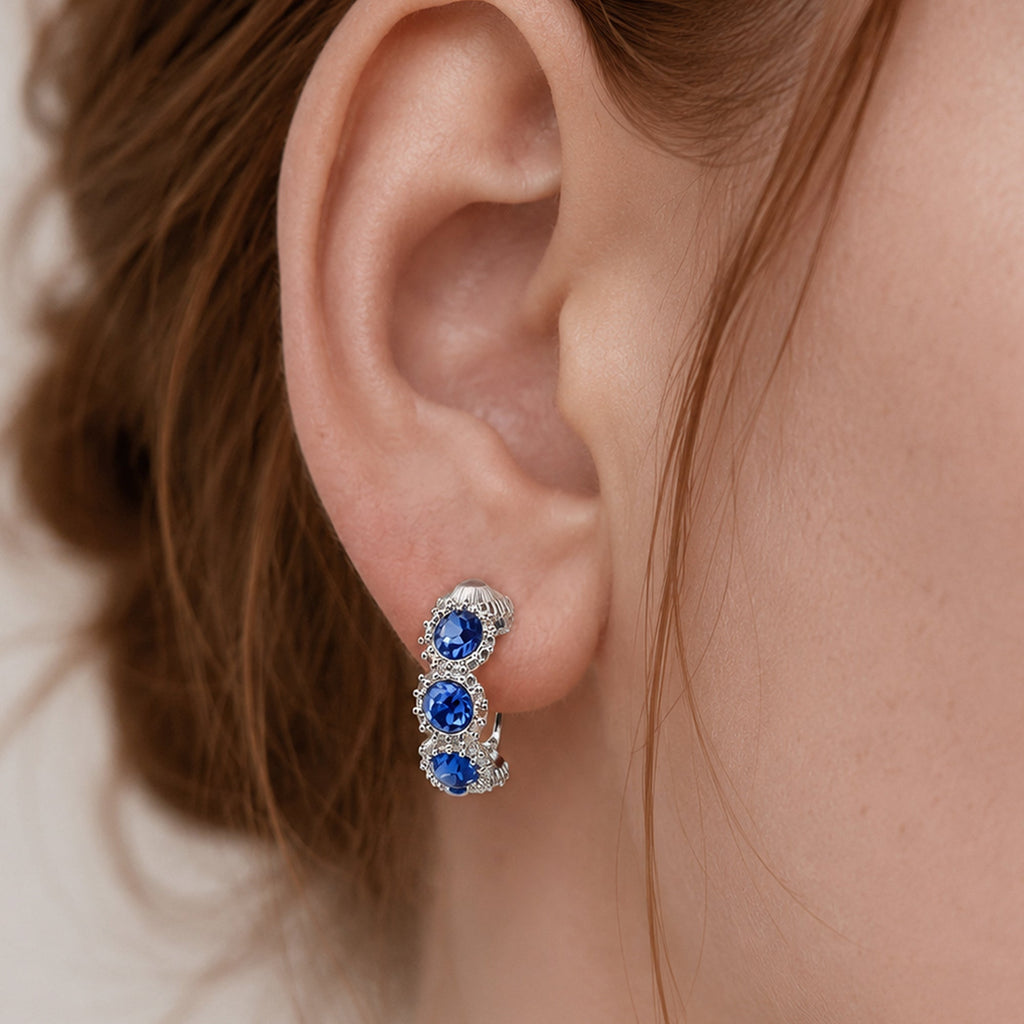 Zircon Cluster Leverback Hoop Earrings