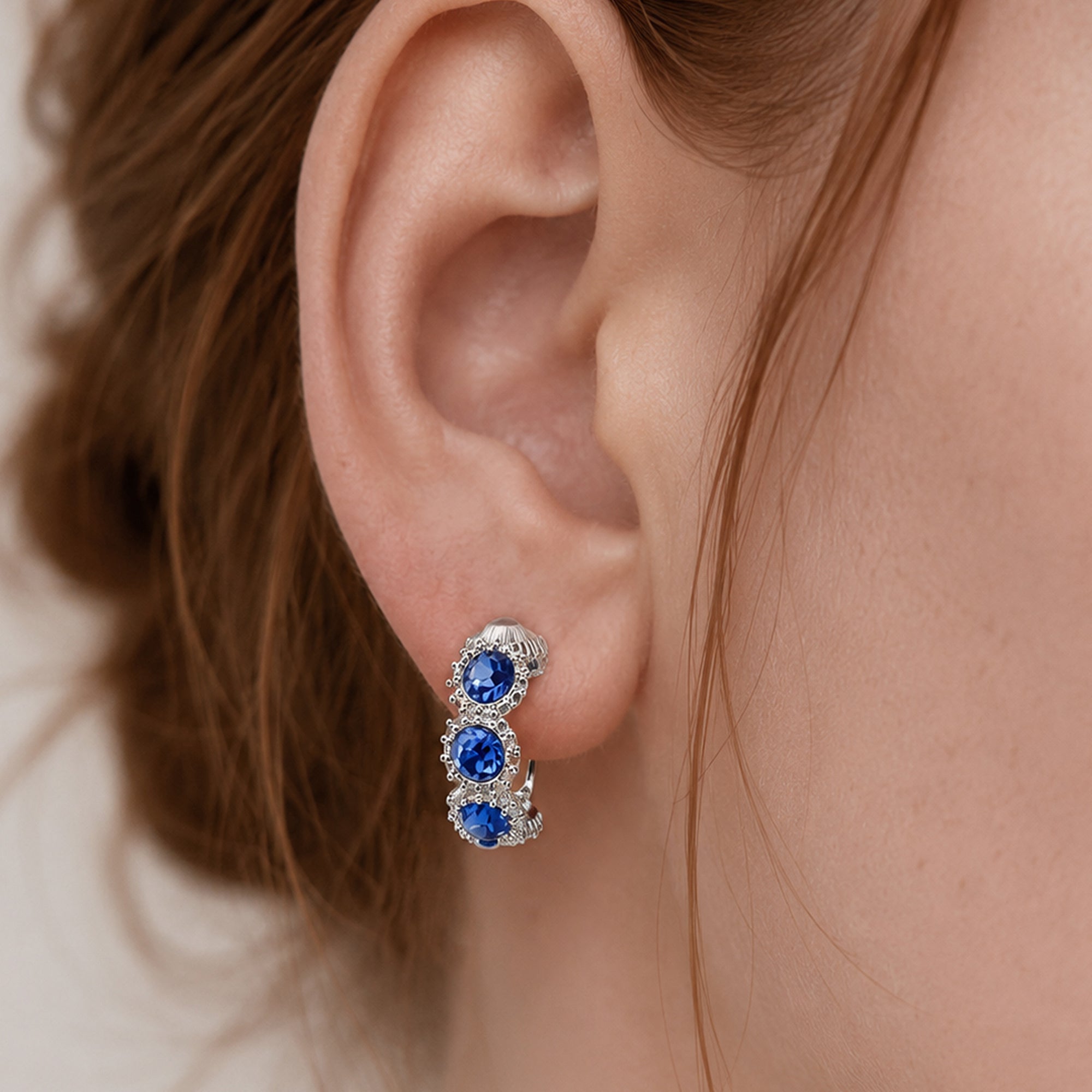 Zircon Cluster Leverback Hoop Earrings