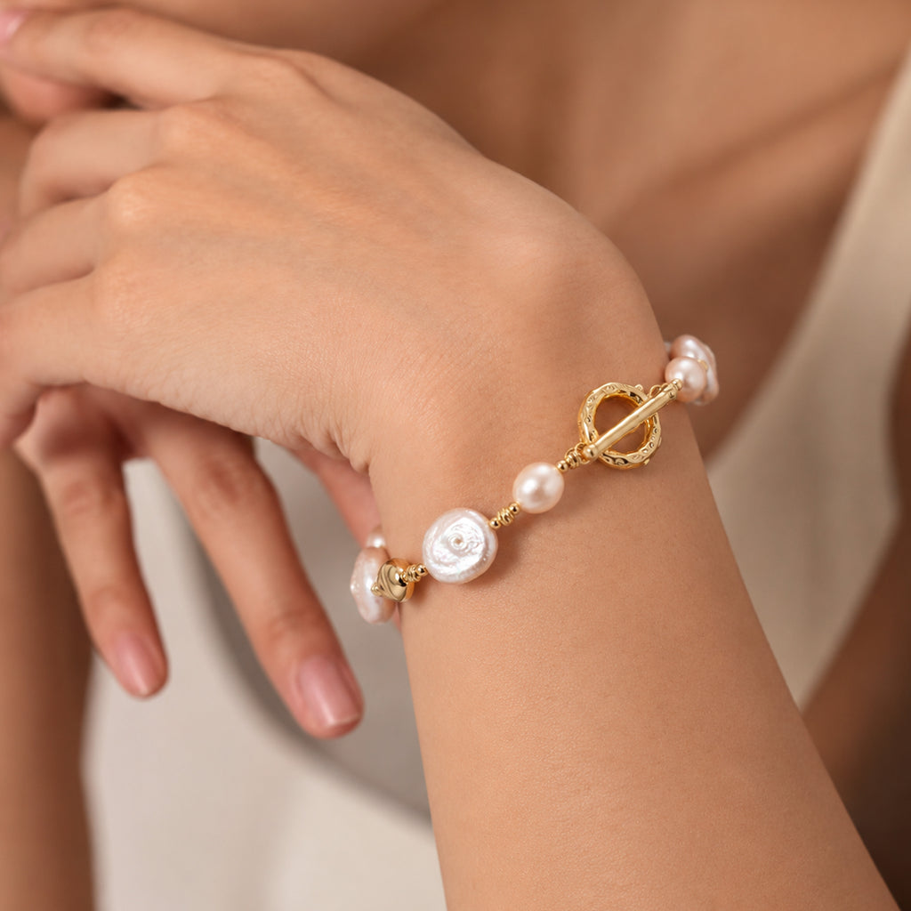 18K Gold-Plated Irregular Baroque Pearl Bracelet