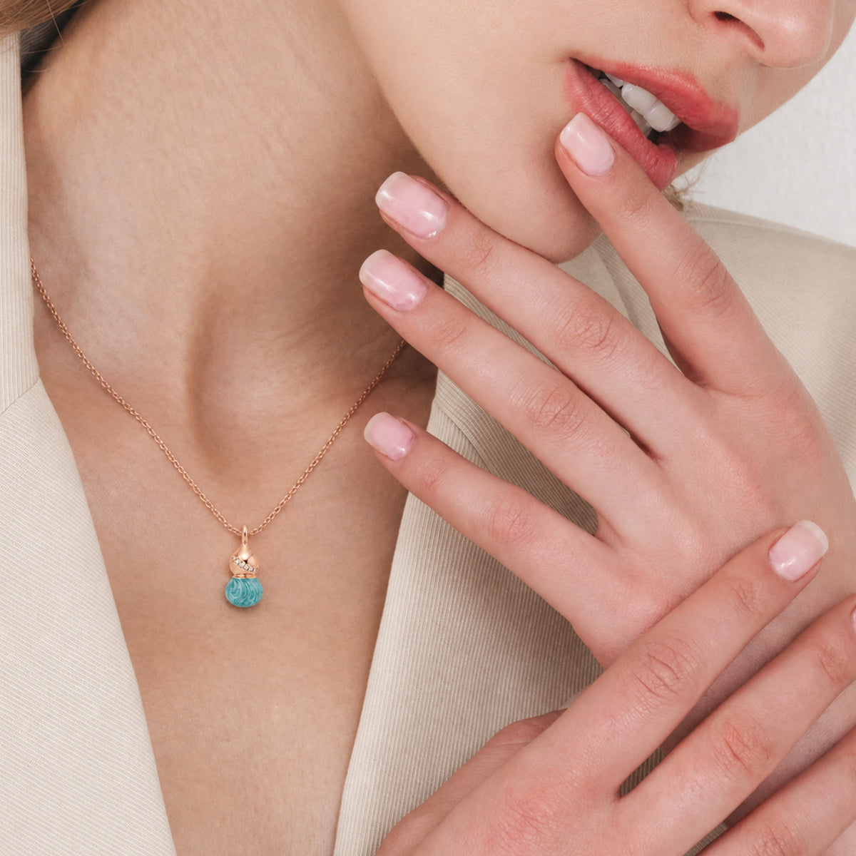 Turquoise-Tone Zircon Necklace