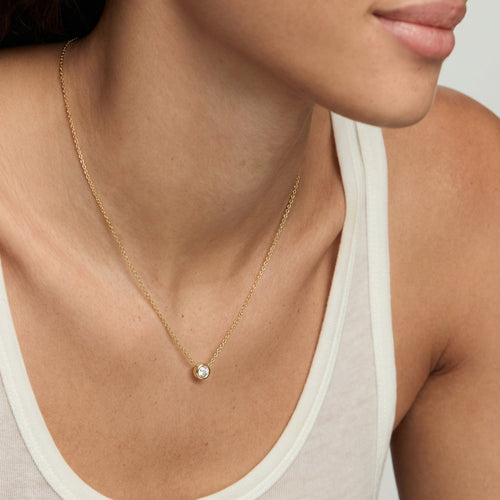 18K Gold-Plated Round Bezel Necklace