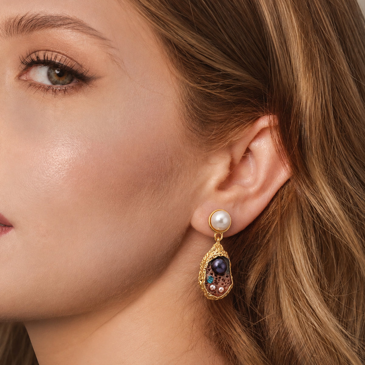 S925 Freshwater Pearl Teardrop Drop Earrings