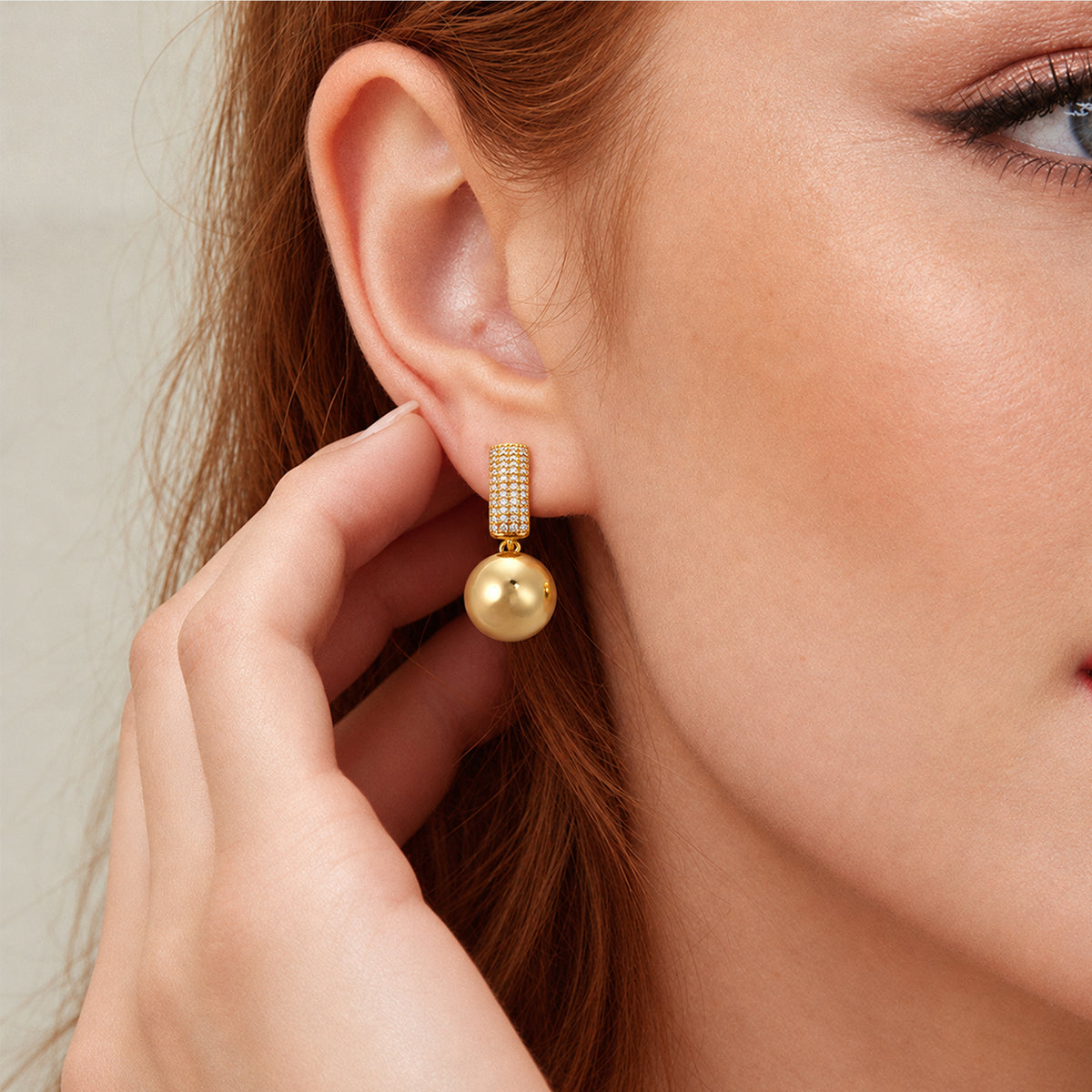 Zircon Bar & Faux Pearl Drop Earrings