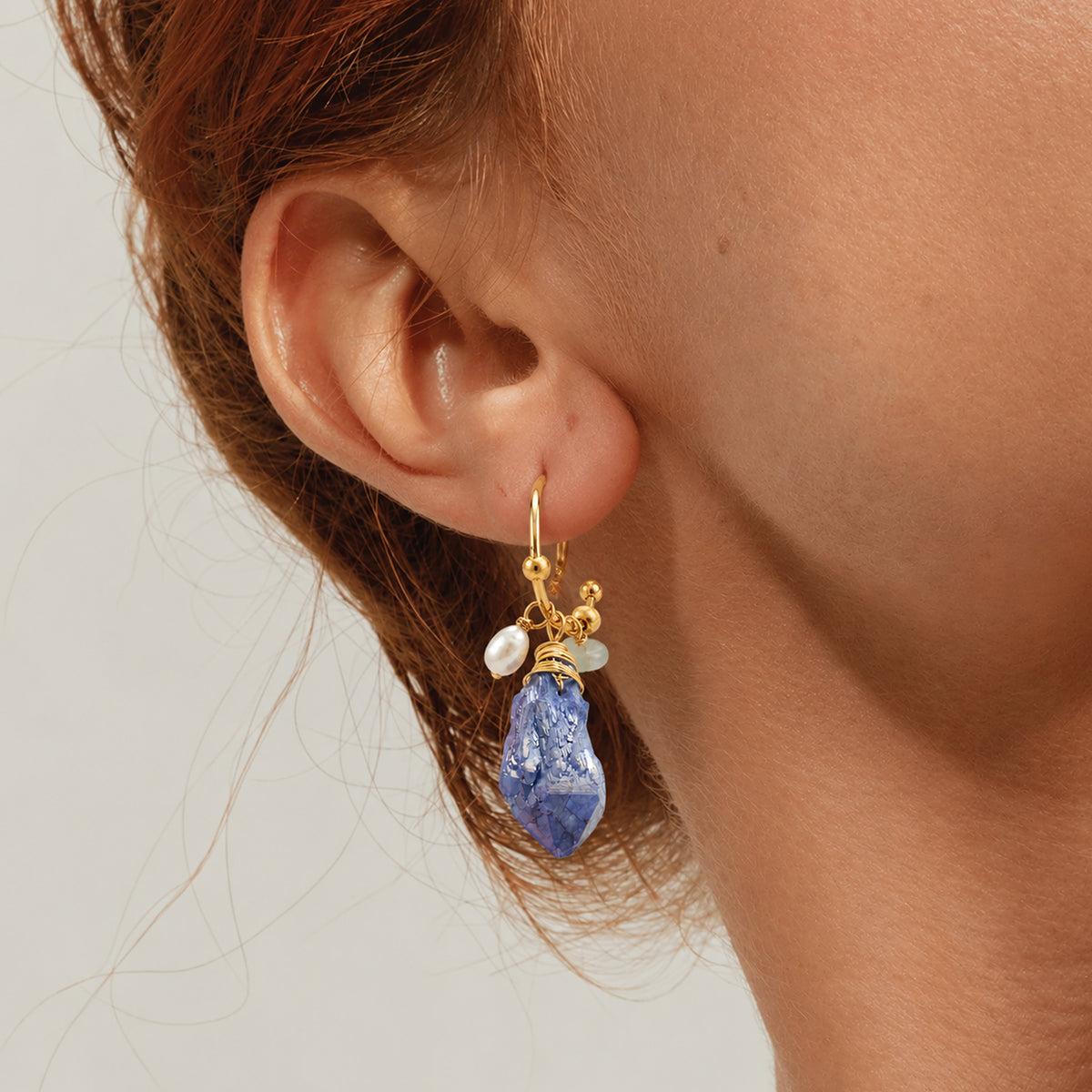 Natural Kyanite Pearl S925 Drop Earrings