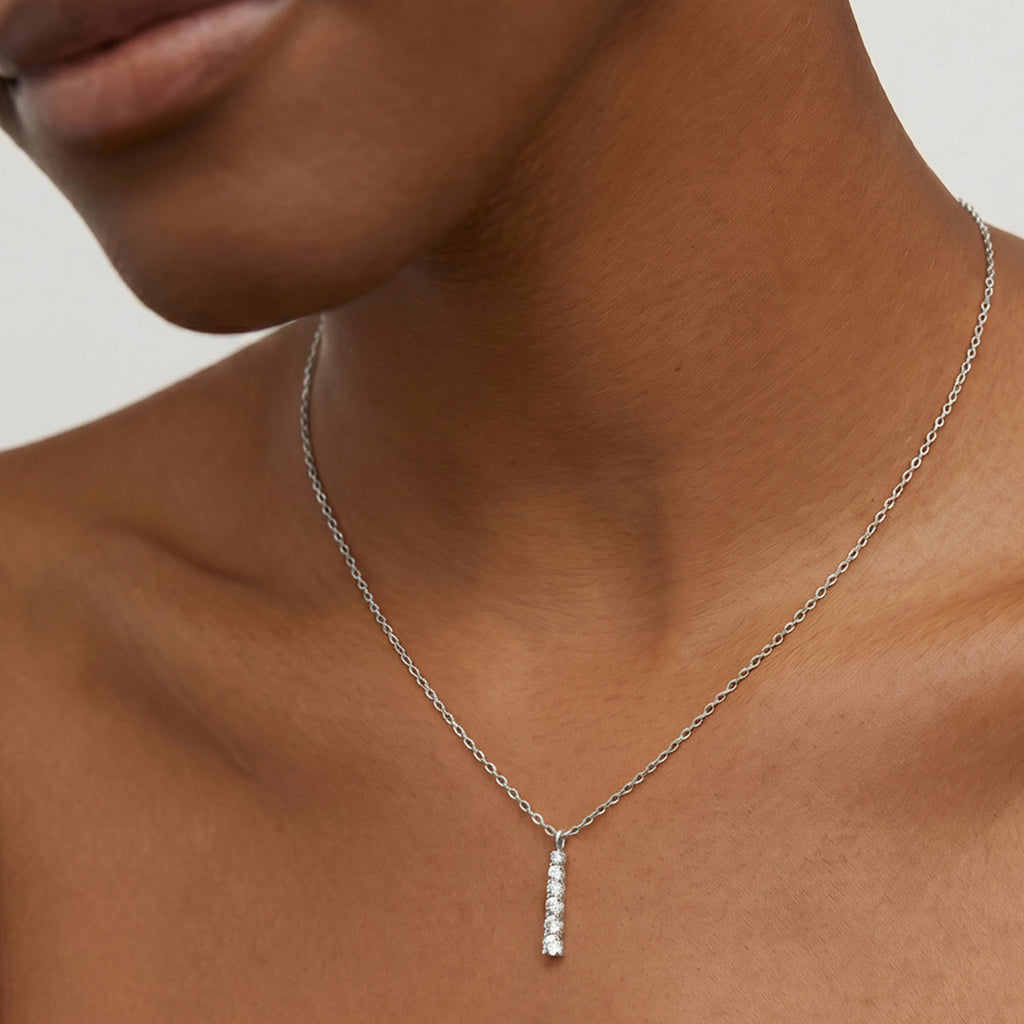 Gold-Plated Graduated Stone Bar Necklace