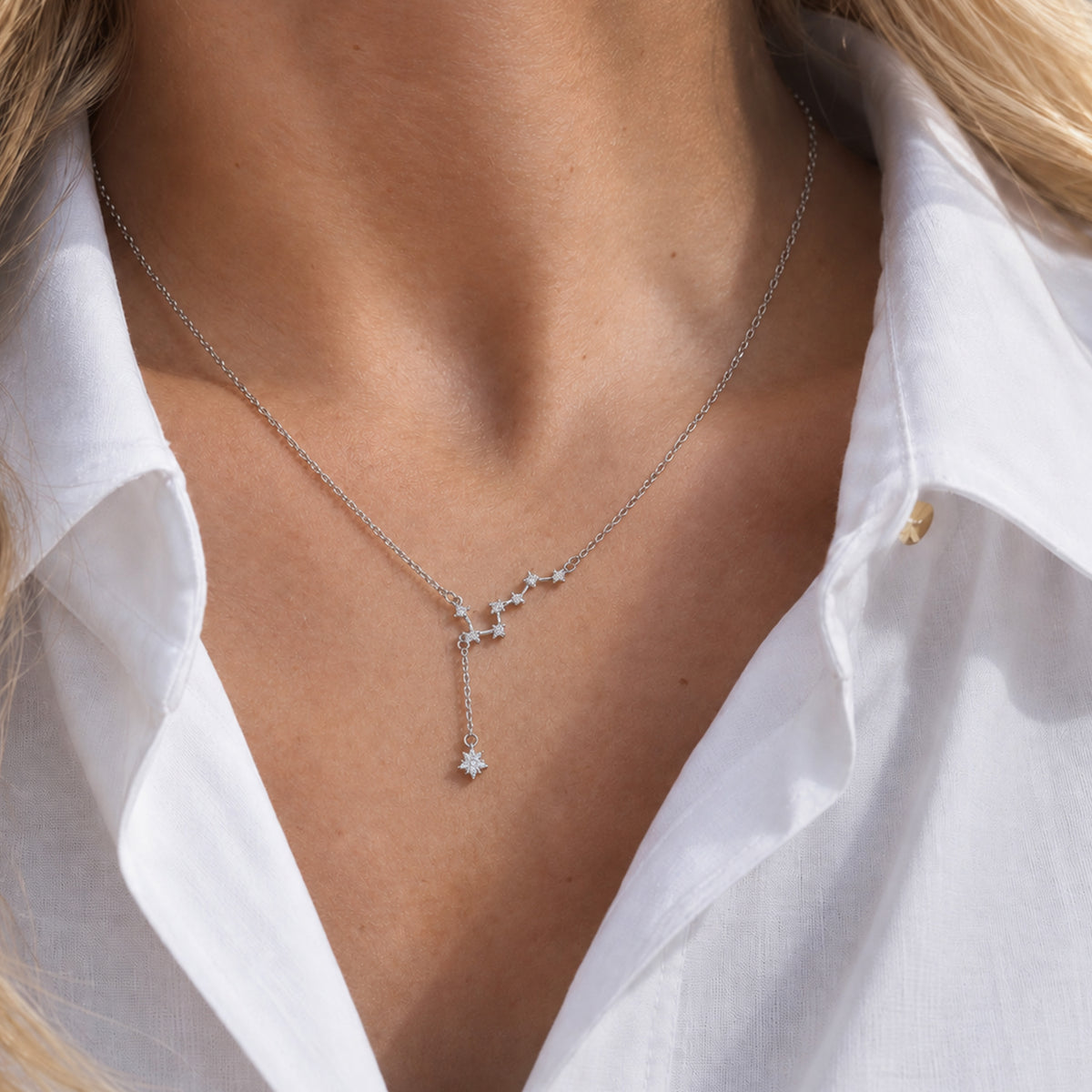 Constellation Drop Star Fine Silver Necklace