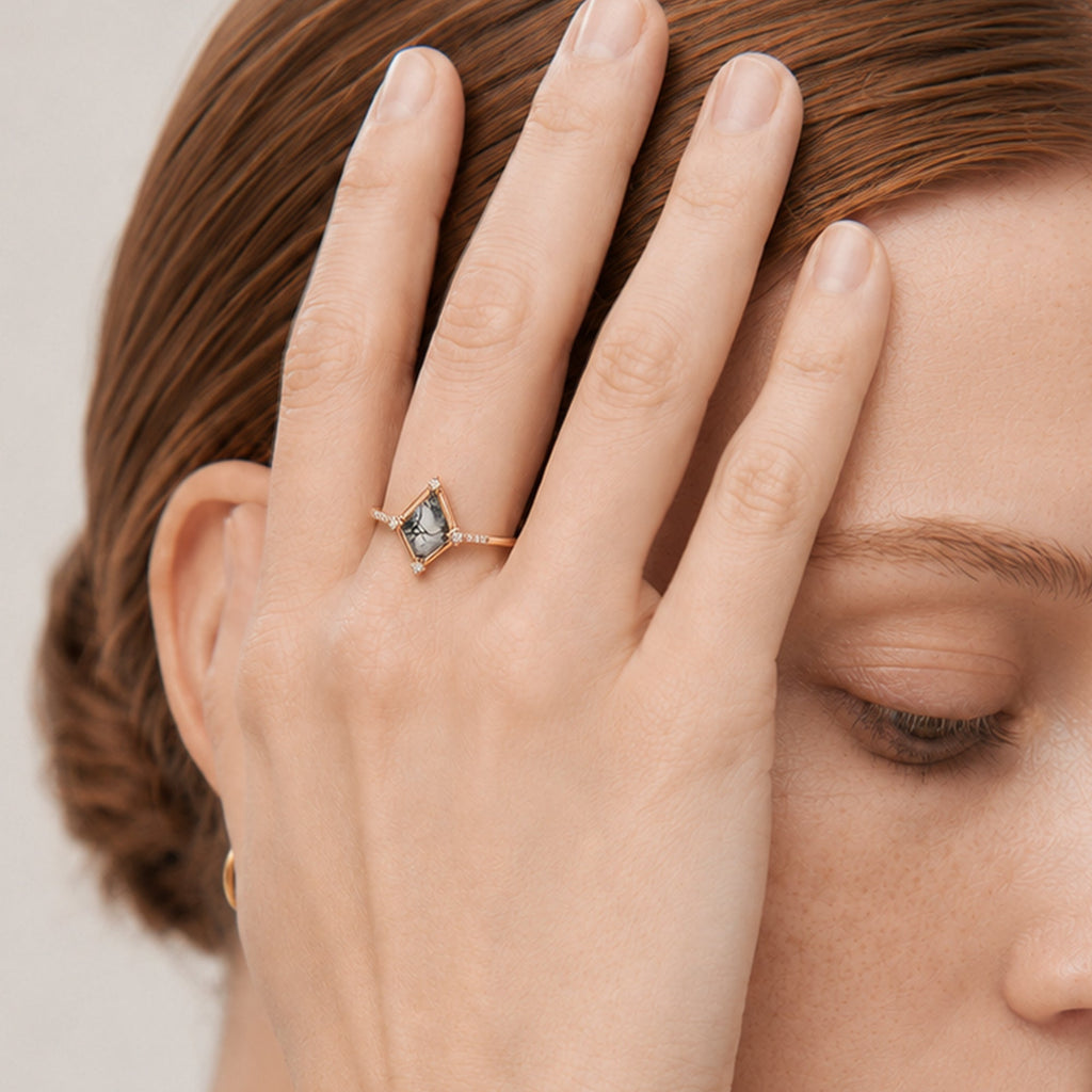 Kite Moss Agate Zircon S925 Silver Ring