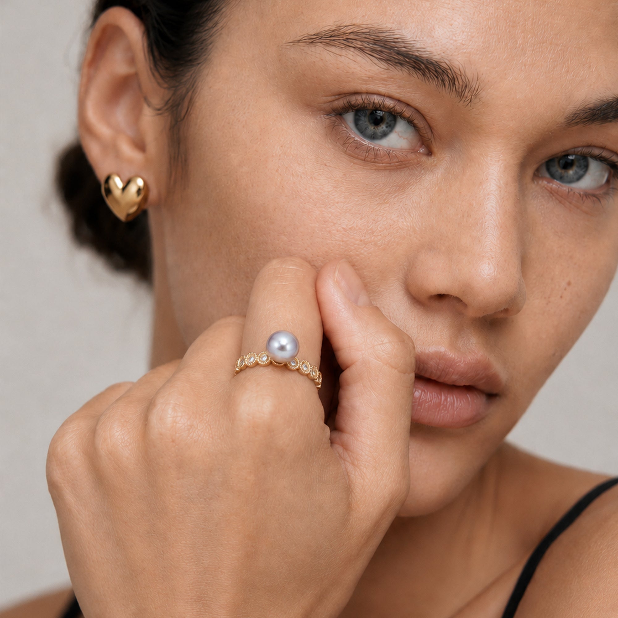Pearl Filigree 18K Gold-Plated Copper Ring