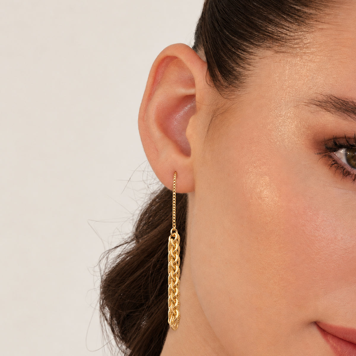 Layered Chain Drop Stud Earrings
