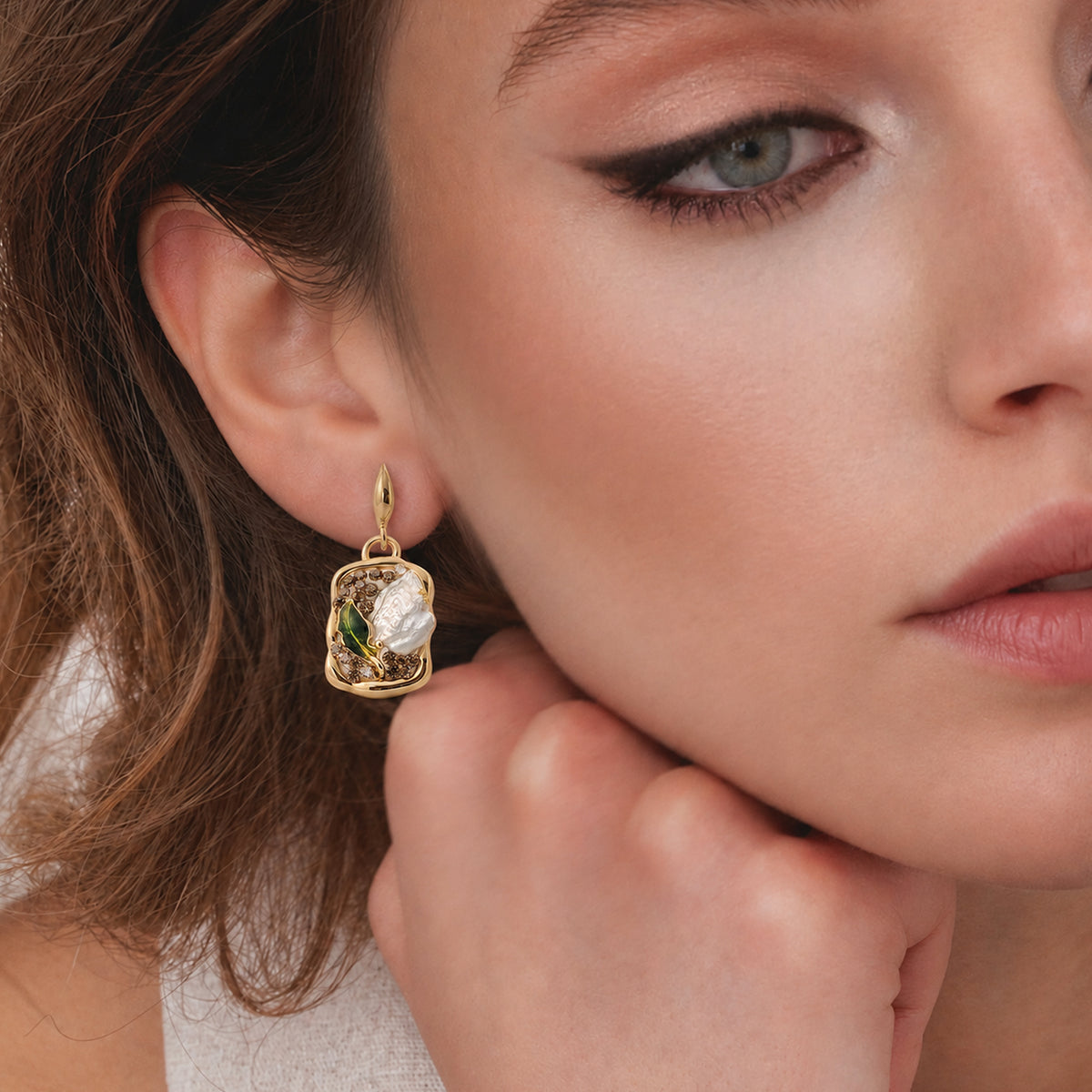 Freshwater Pearl Crystal Drop Earrings