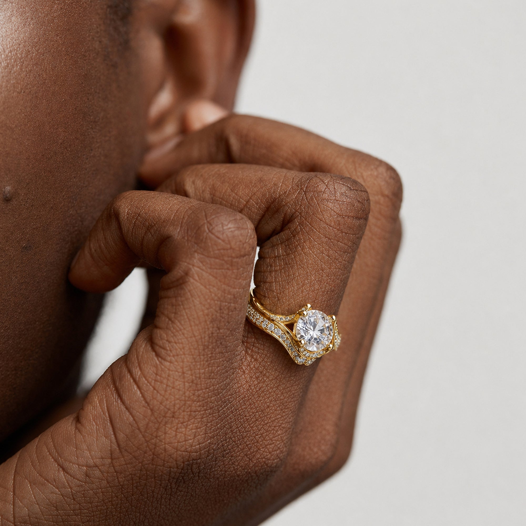 3-Carat Moissanite Pavé Sterling Silver Ring