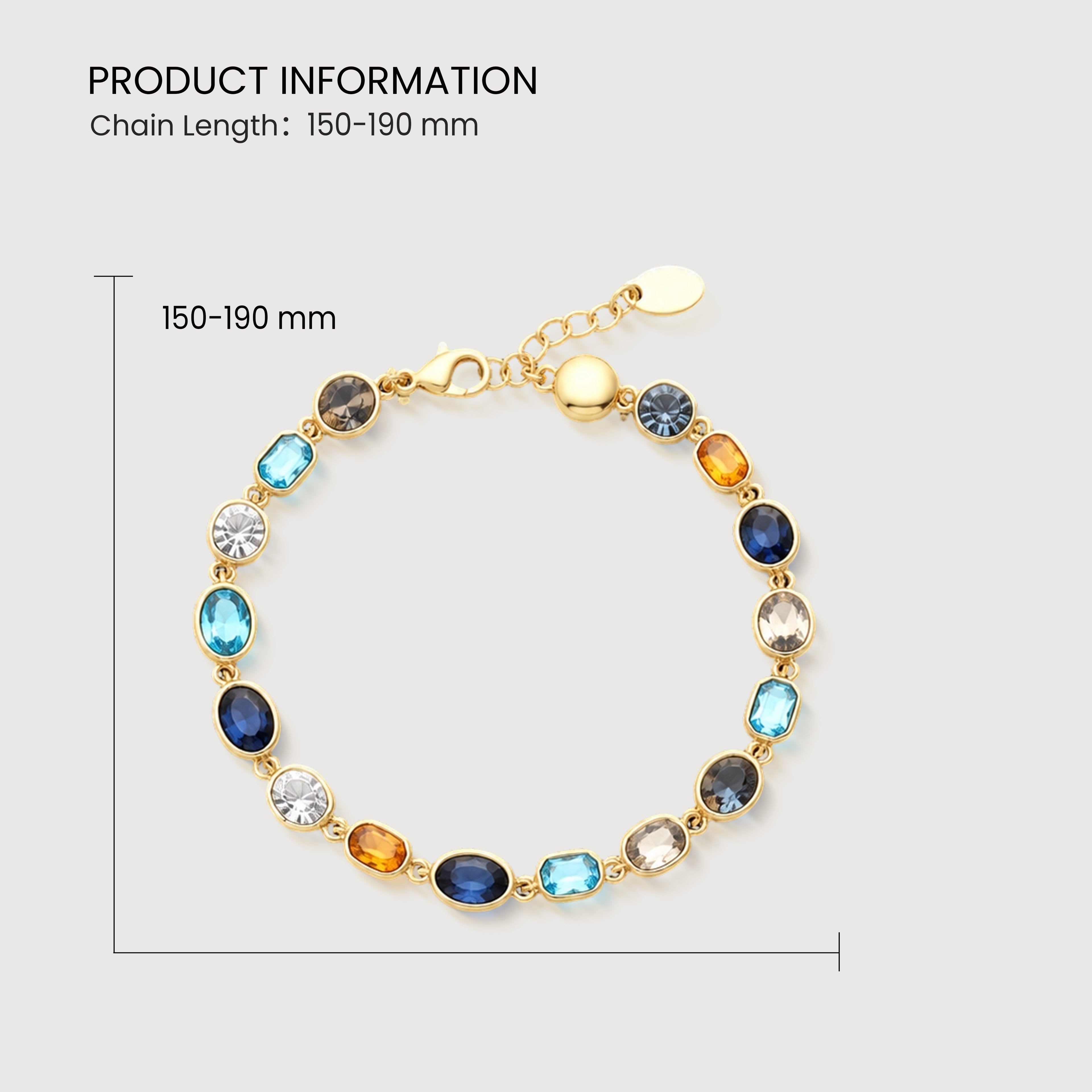 Gold-Plated Multicolor Crystal Bracelet
