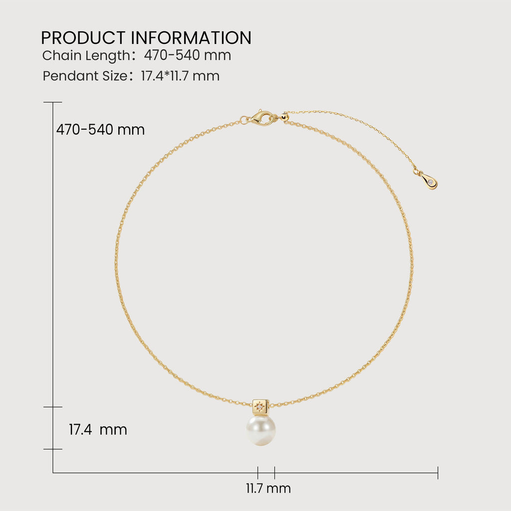 Gold-Plated Sterling Silver Pearl Pendant Necklace