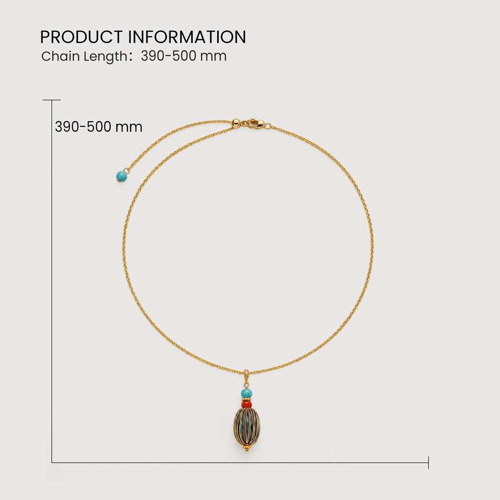 Gold-Plated Multicolor Beaded Pendant Necklace