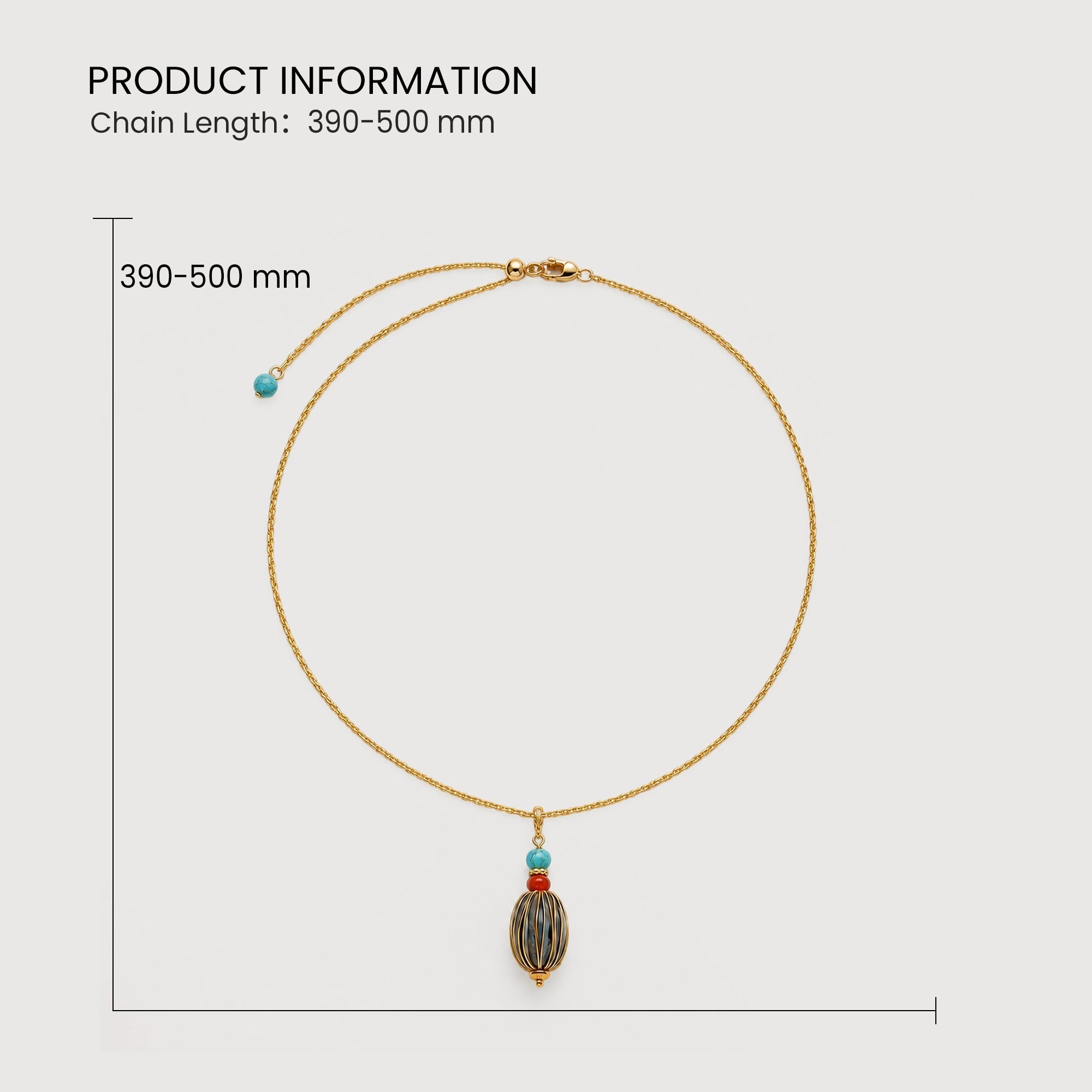 Gold-Plated Multicolor Beaded Pendant Necklace