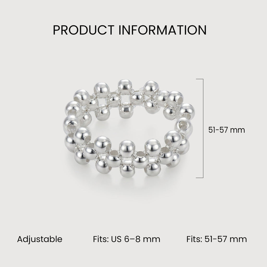 S925 Sterling Silver Multi-Row Bead Ring