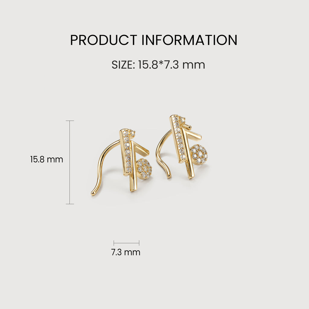 Geometric Pavé Zircon Ear Climber Earrings