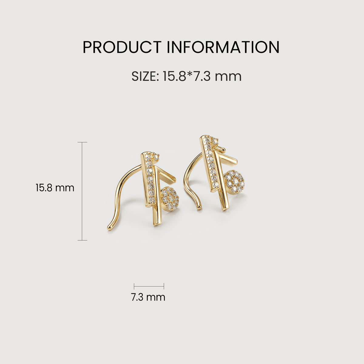Geometric Pavé Zircon Ear Climber Earrings
