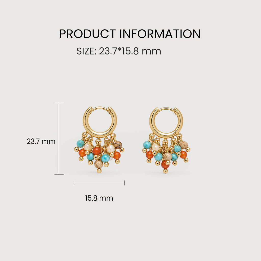 Turquoise Beaded Charm Hoop Earrings