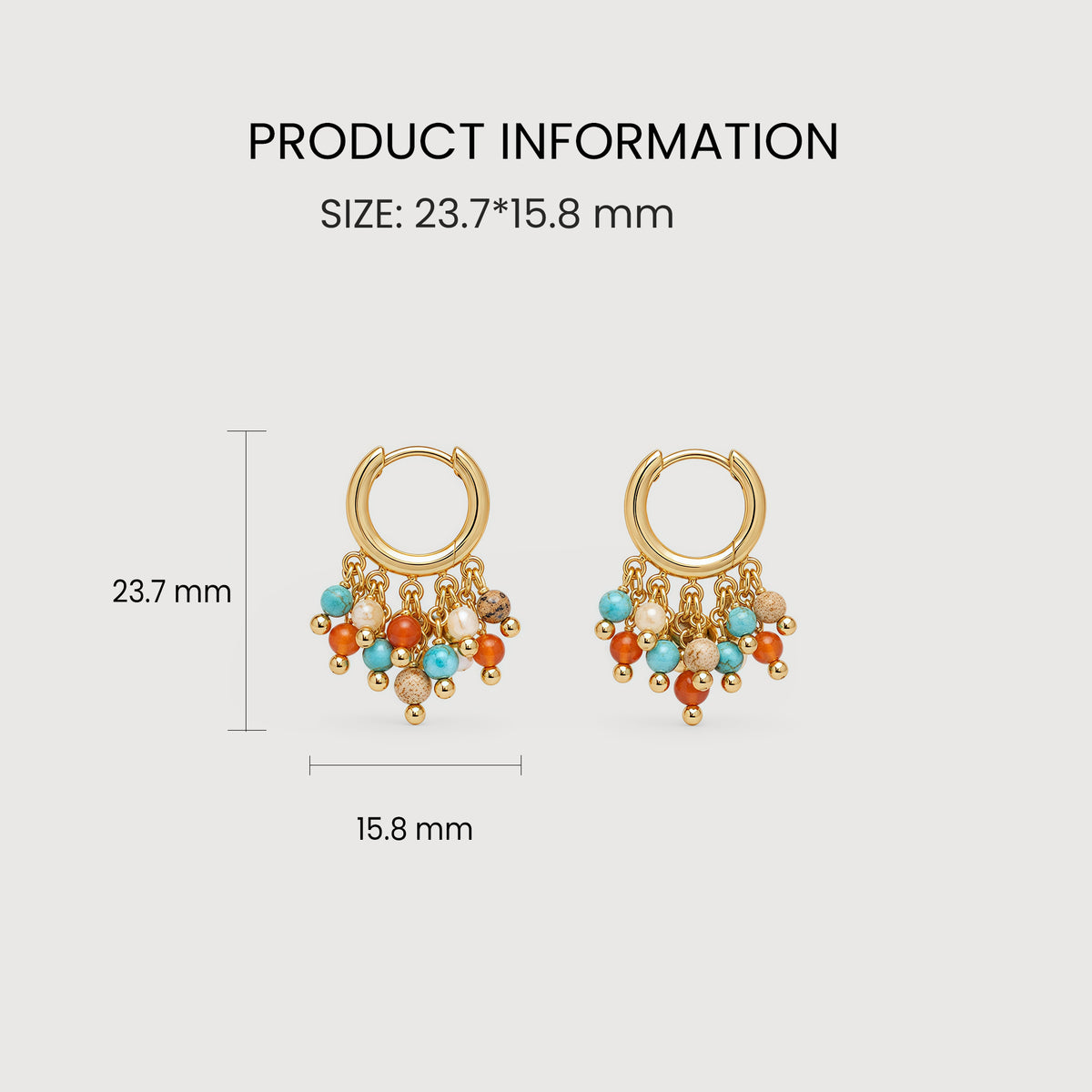 Turquoise Beaded Charm Hoop Earrings