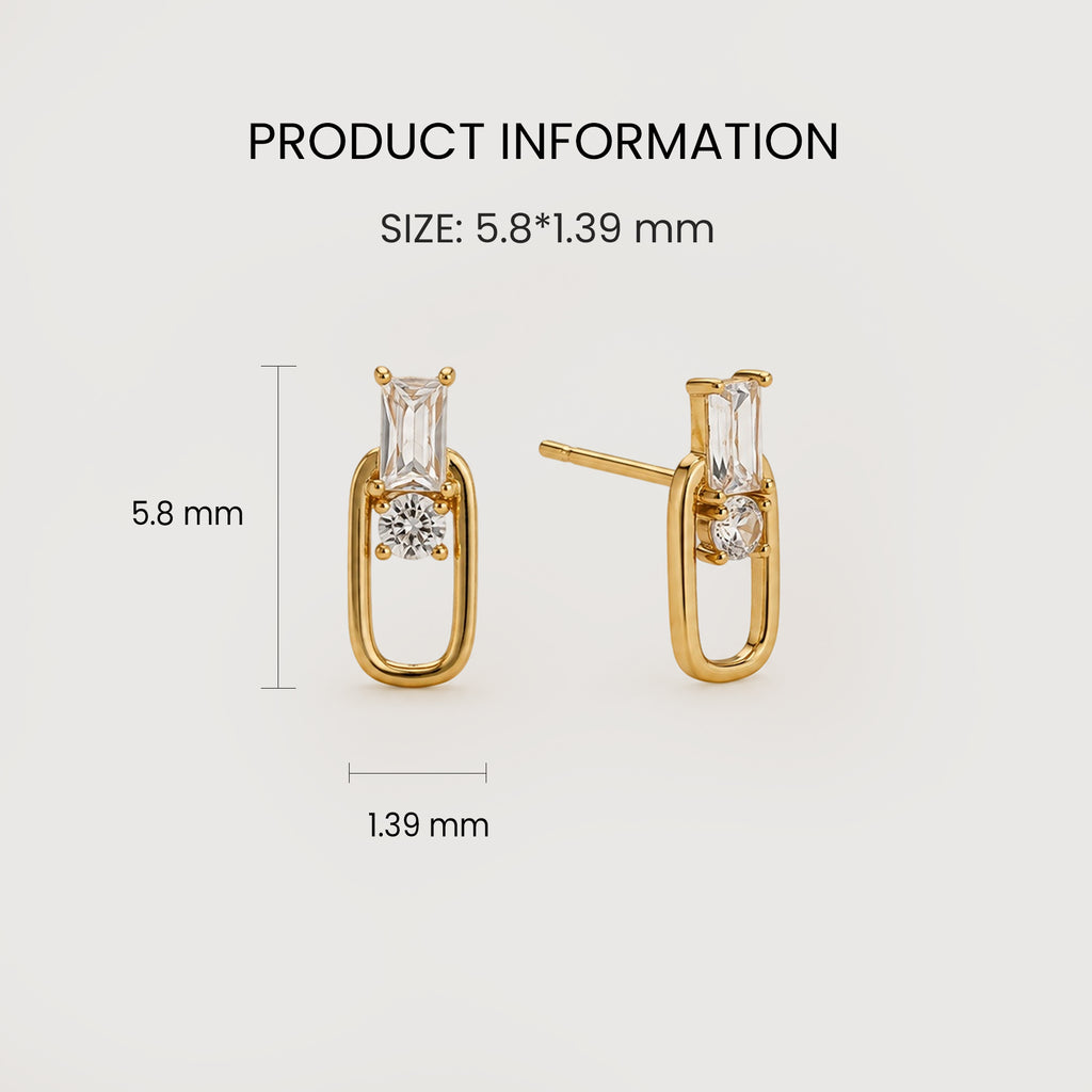 Gold-Plated S925 5A Zircon Open-Frame Stud Earrings