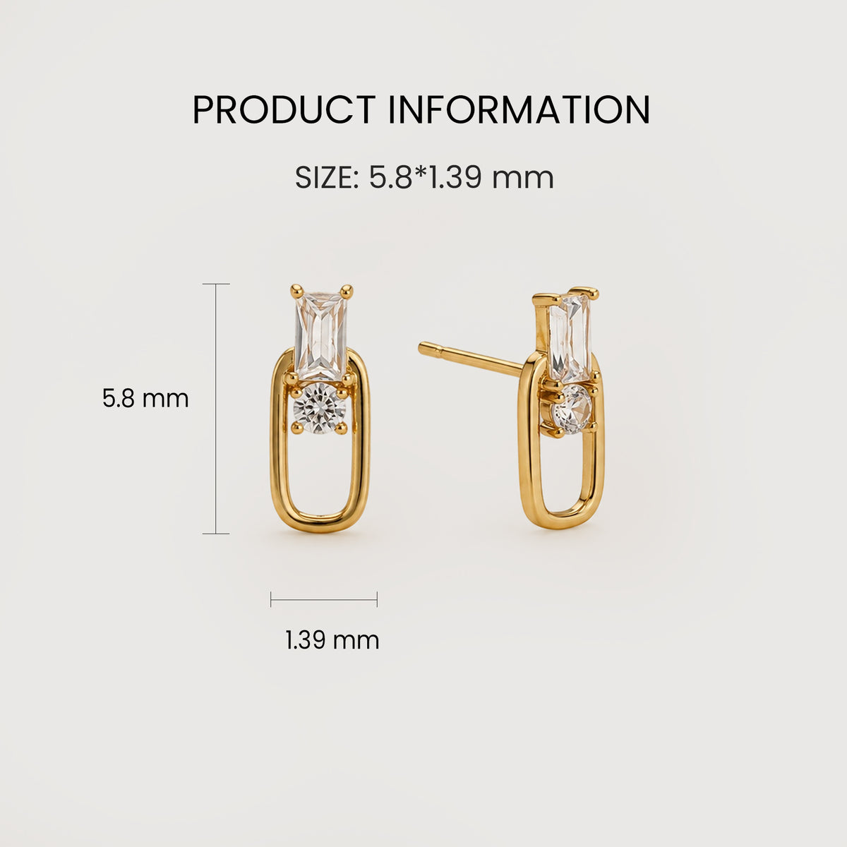 Gold-Plated S925 5A Zircon Open-Frame Stud Earrings