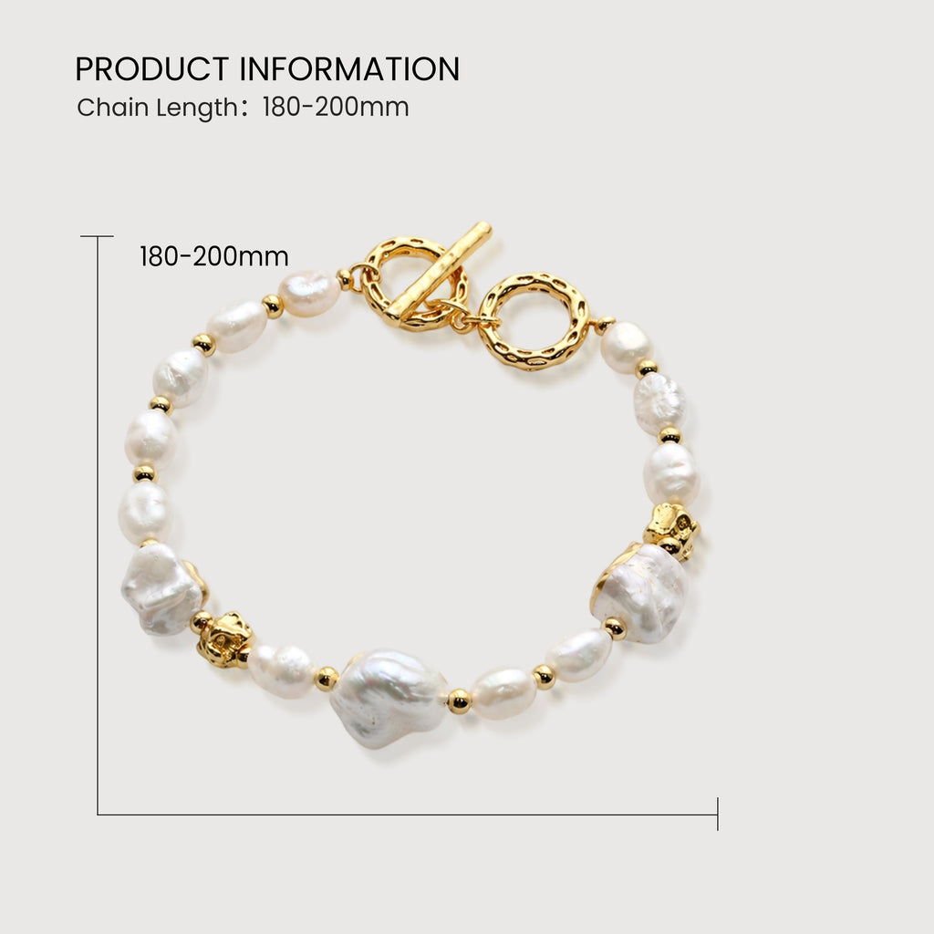 18K Gold-Plated Irregular Baroque Pearl Bracelet