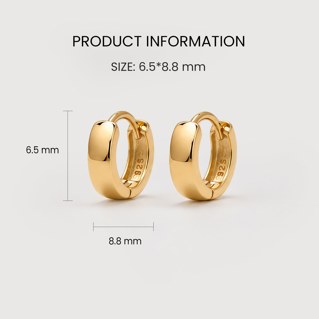 18K Gold-Plated S925 Rounded Huggie Hoop Earrings