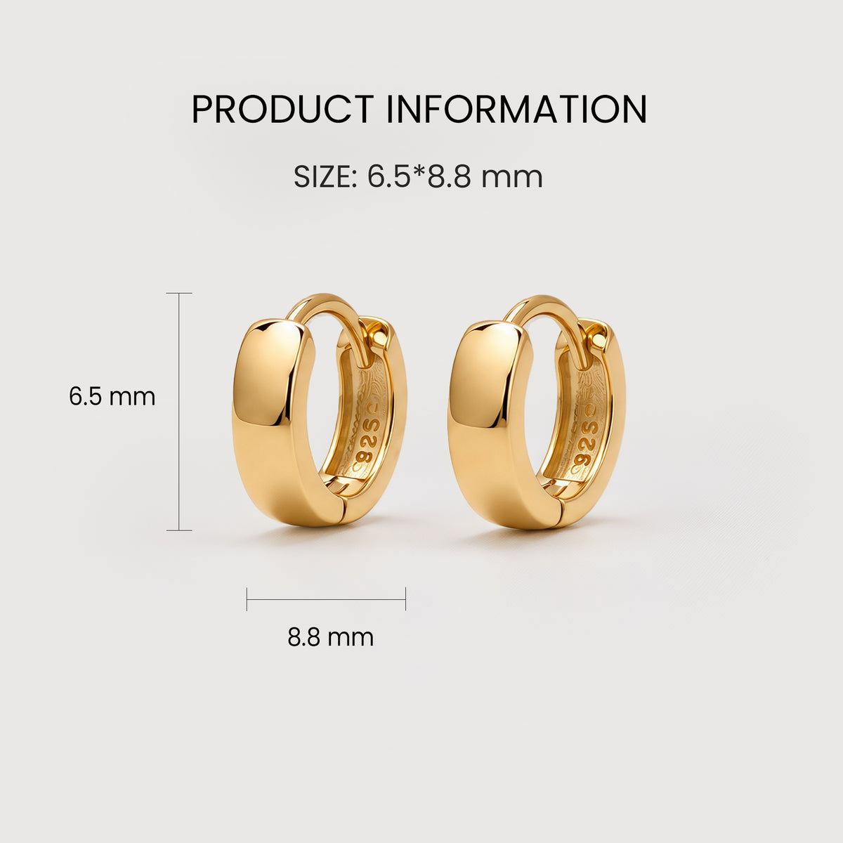 18K Gold-Plated S925 Rounded Huggie Hoop Earrings