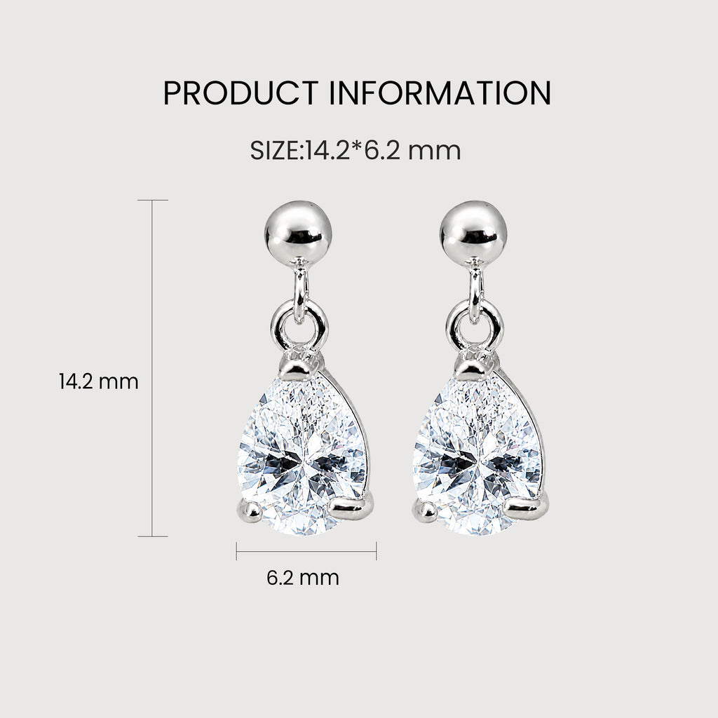 Pear-Cut Zirconia Silver Drop Earrings