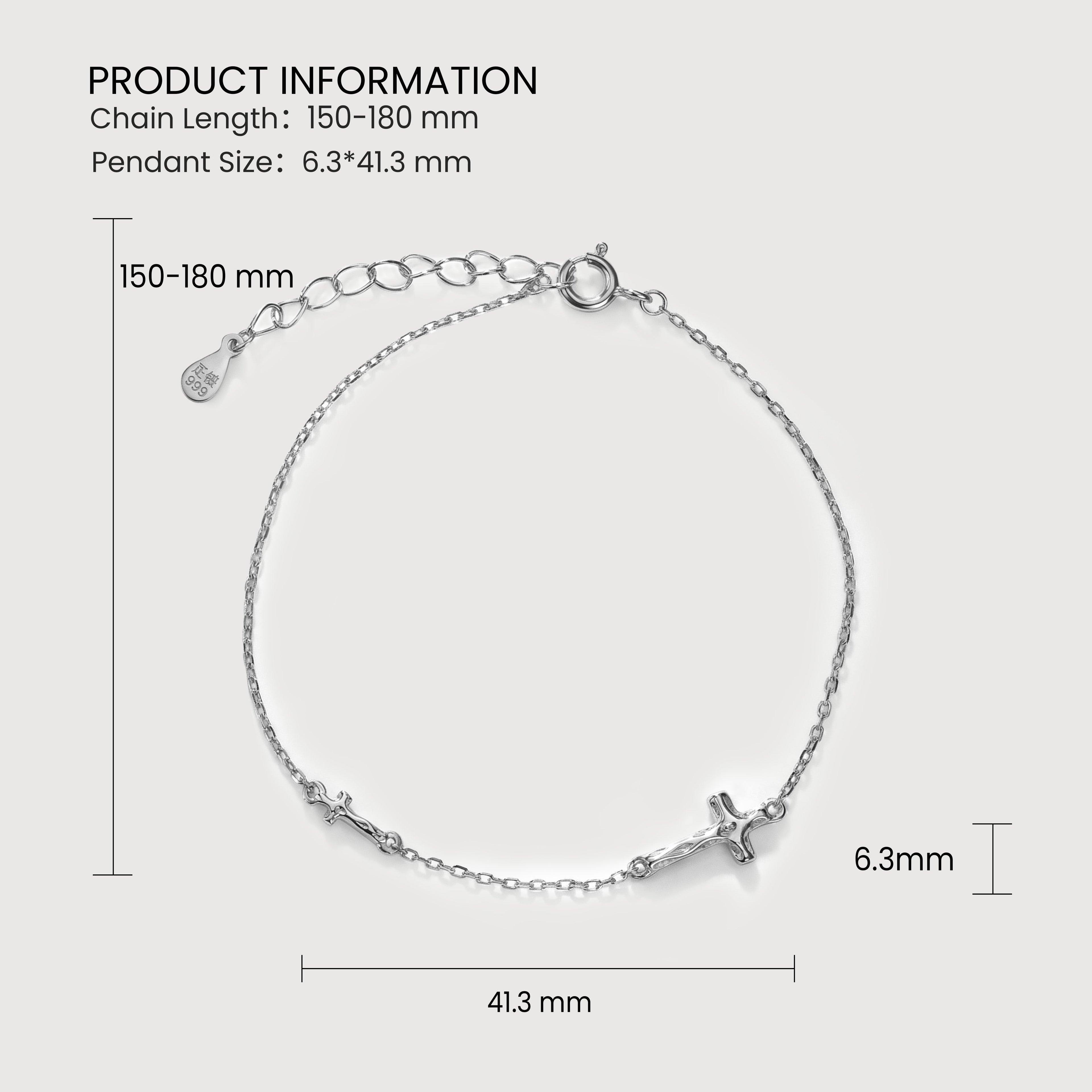 Double Cross S999 Silver Chain Bracelet