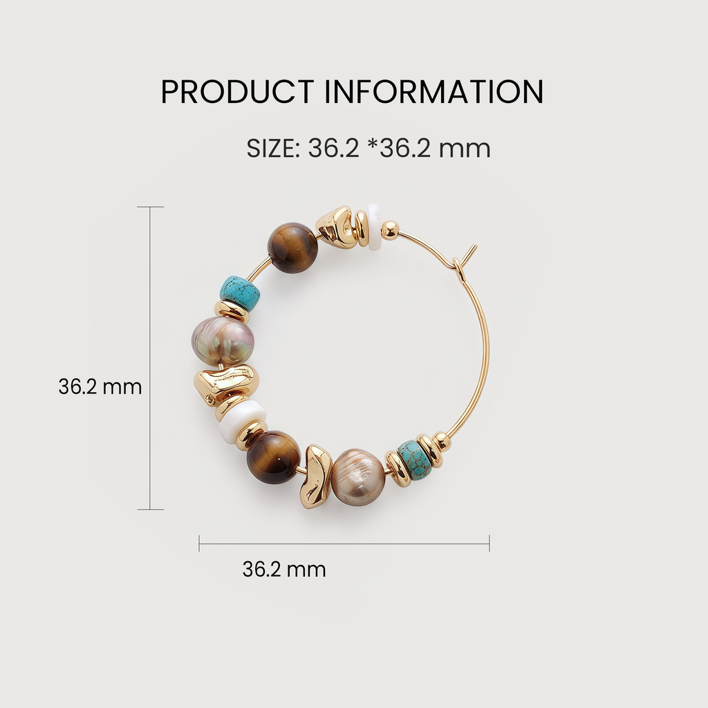 18K Gold-Plated Mixed Stone Hoop Earrings