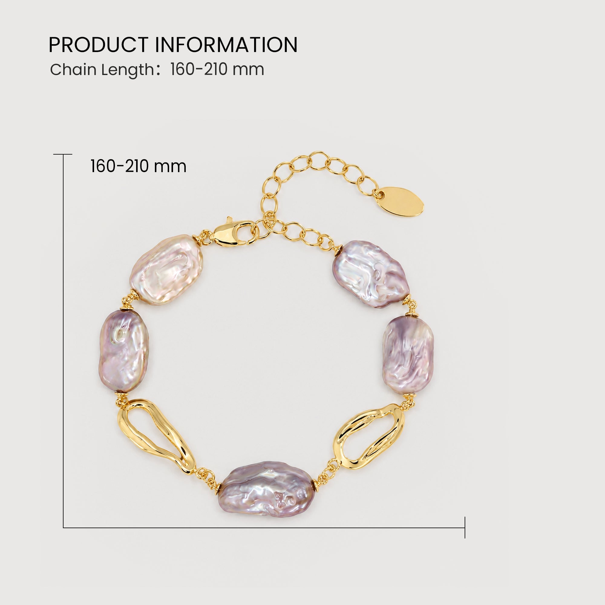 Baroque Pearl Link Bracelet in Gold