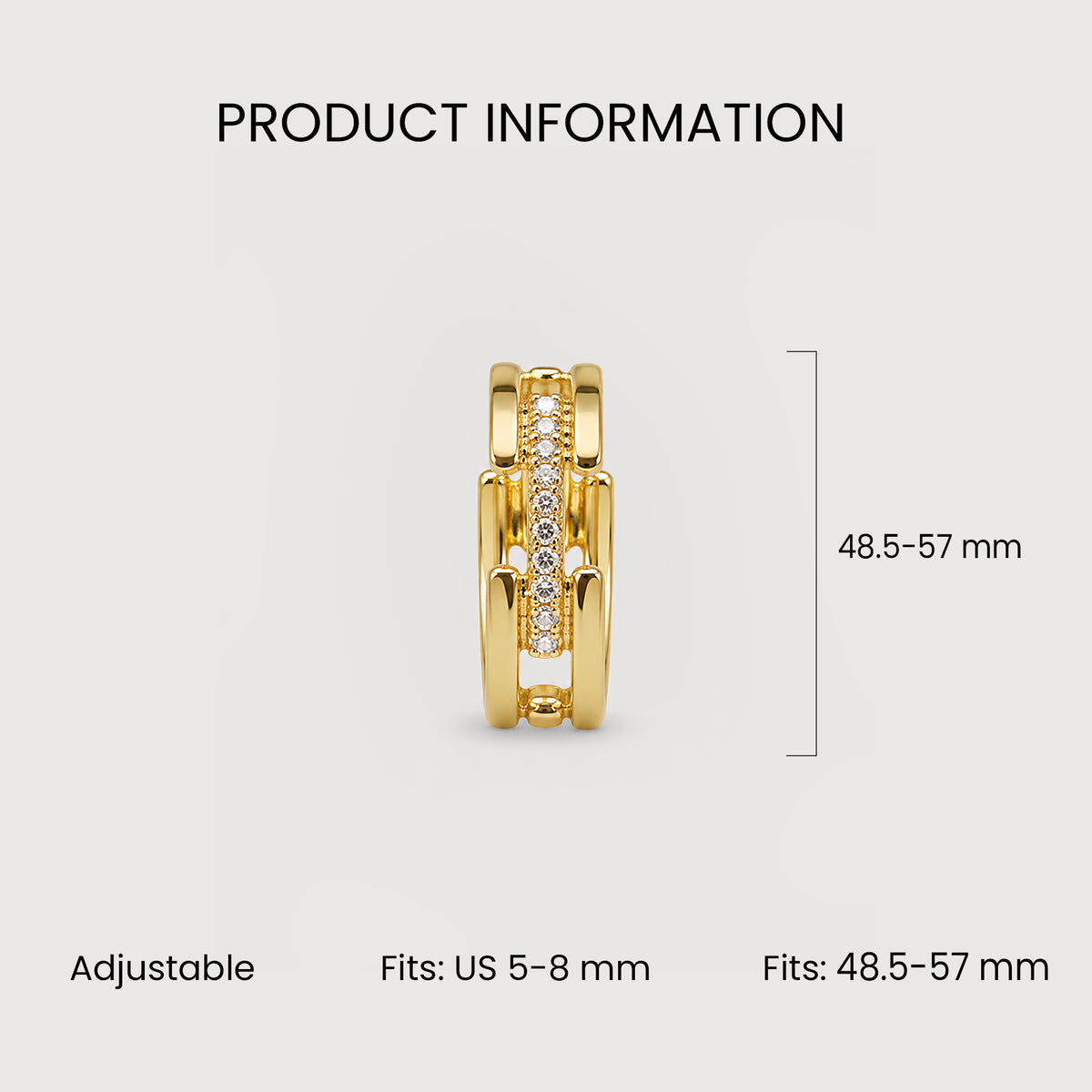 S925 CZ Multi-Band Adjustable Ring