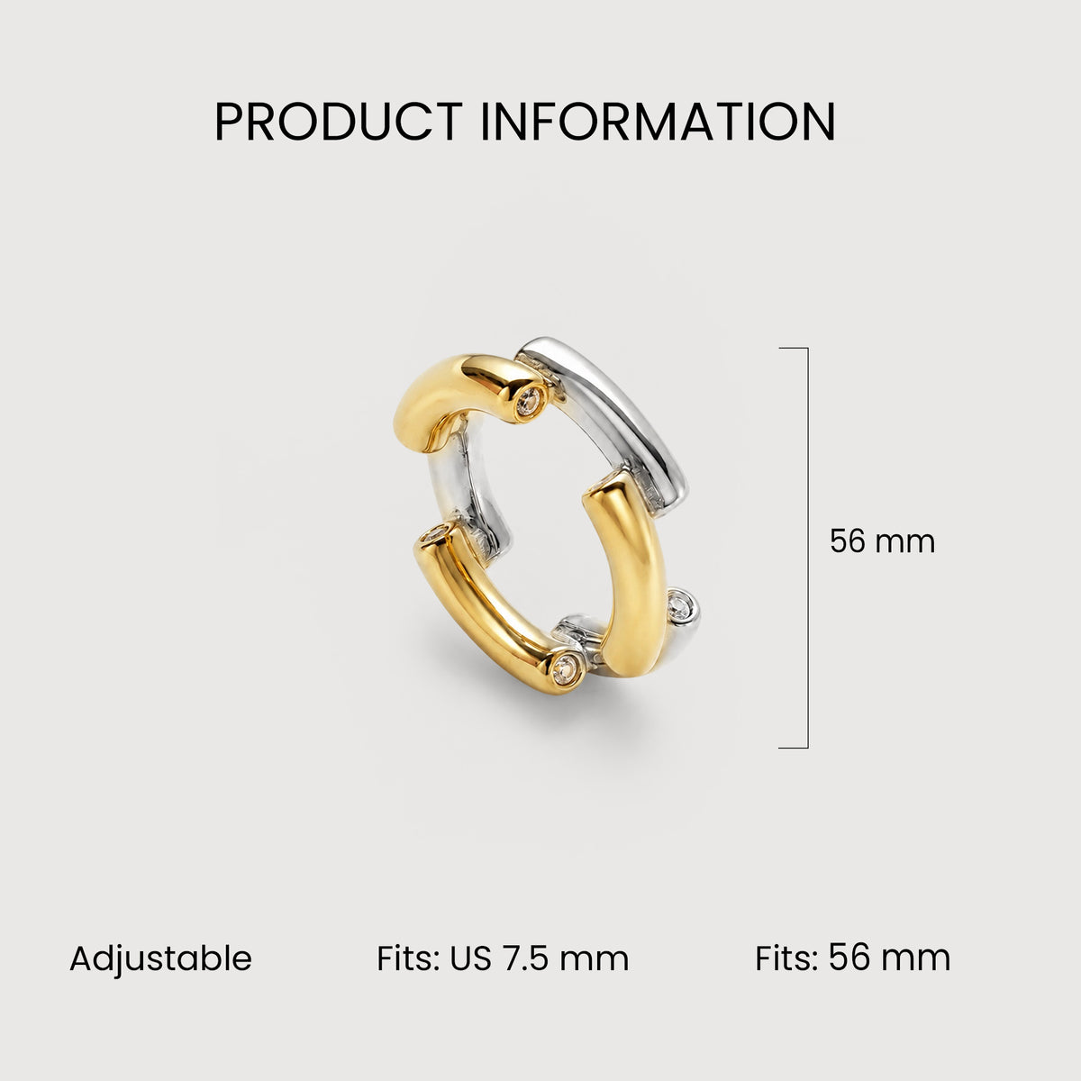 Two-Tone Open Link 18K Gold-Plated Stainless Steel Ring