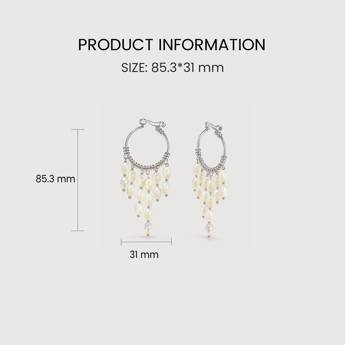 Silver-Tone Shell Fringe Hoop Earrings
