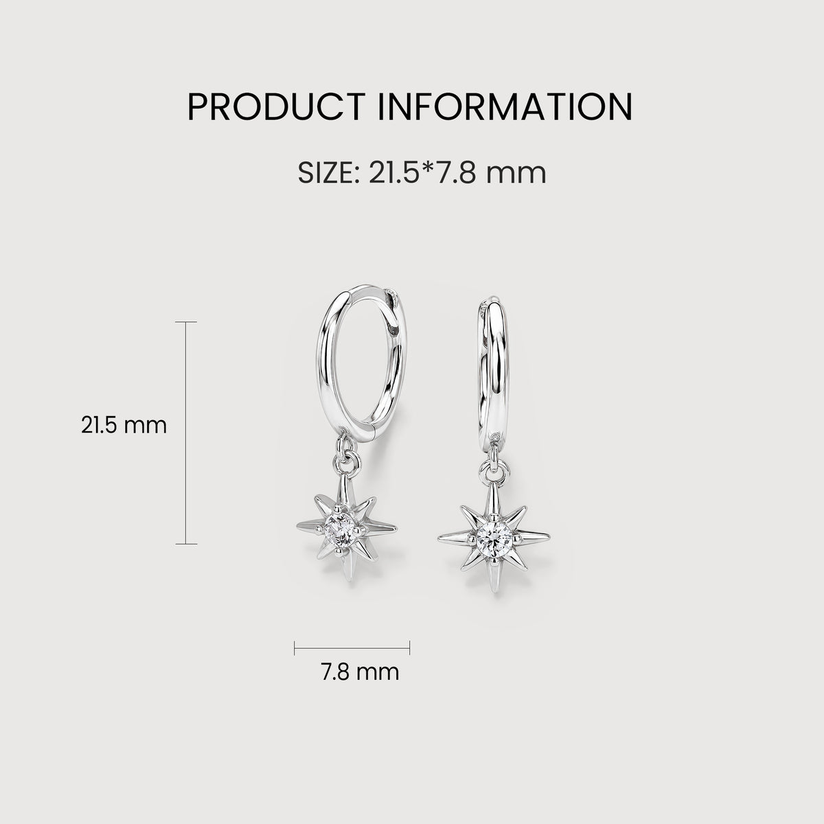CZ Starburst Drop Huggie Hoop Earrings