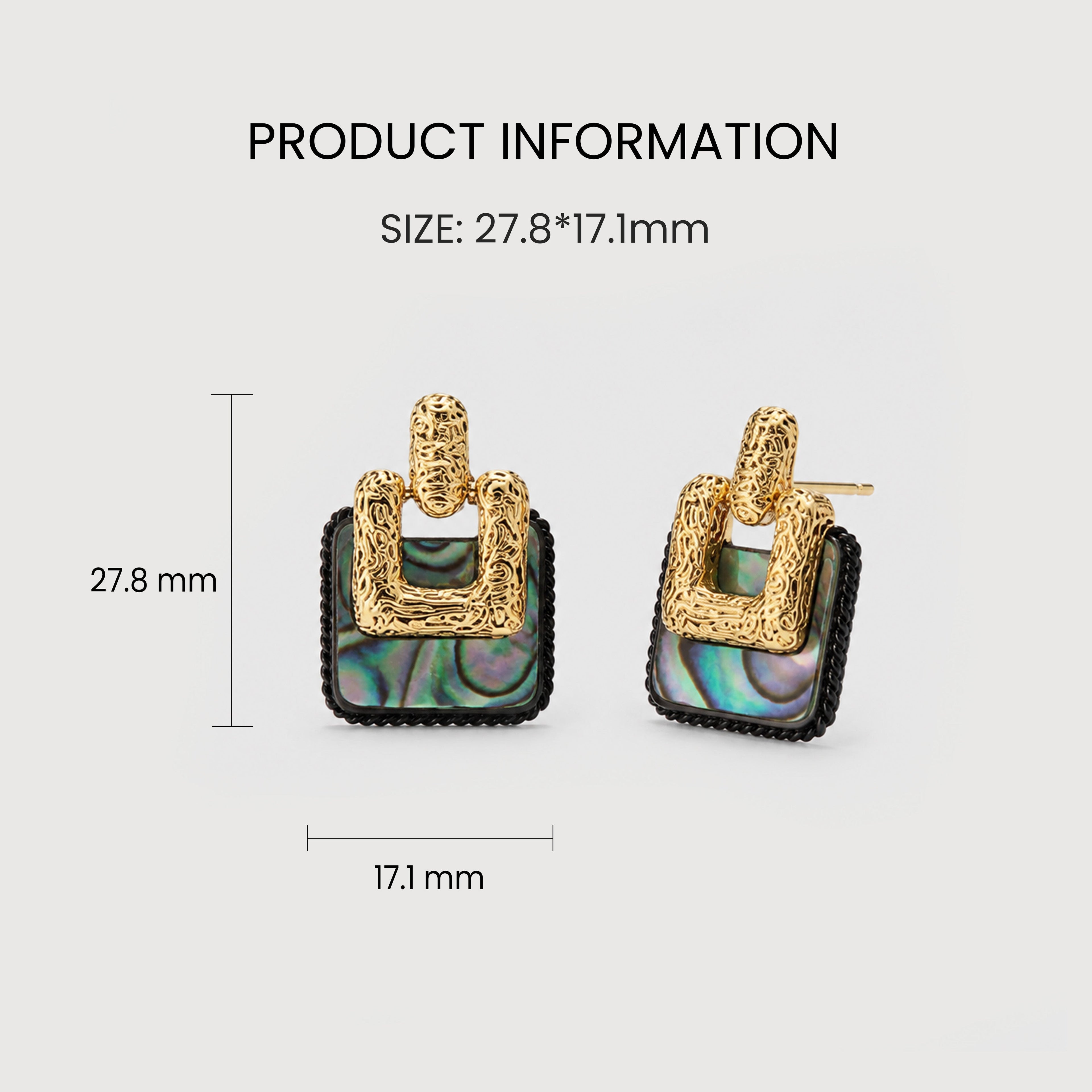 Gold-Plated S925 Shell Geometric Stud Earrings