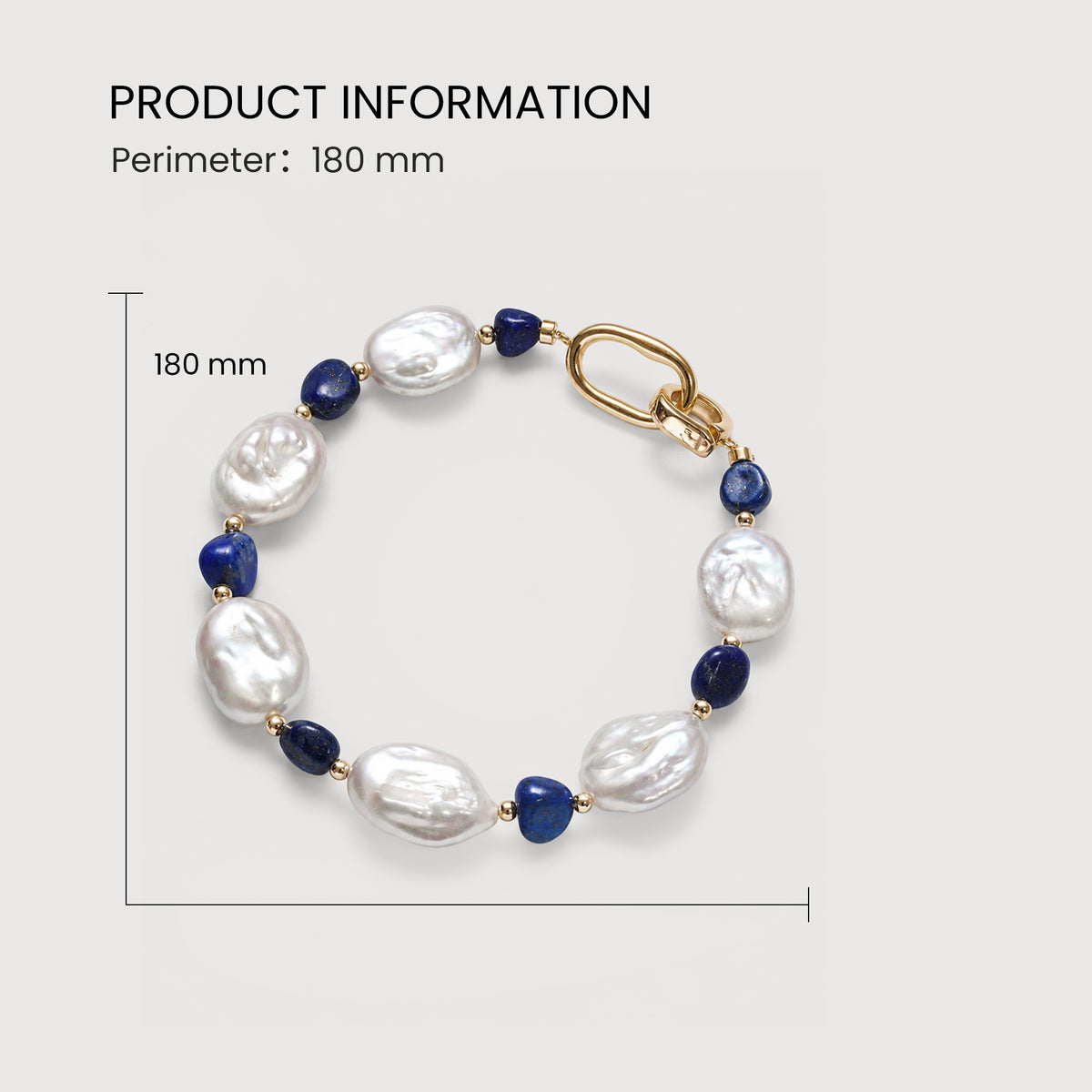 Baroque Freshwater Pearl & Blue Bead Gold-Plated Bracelet