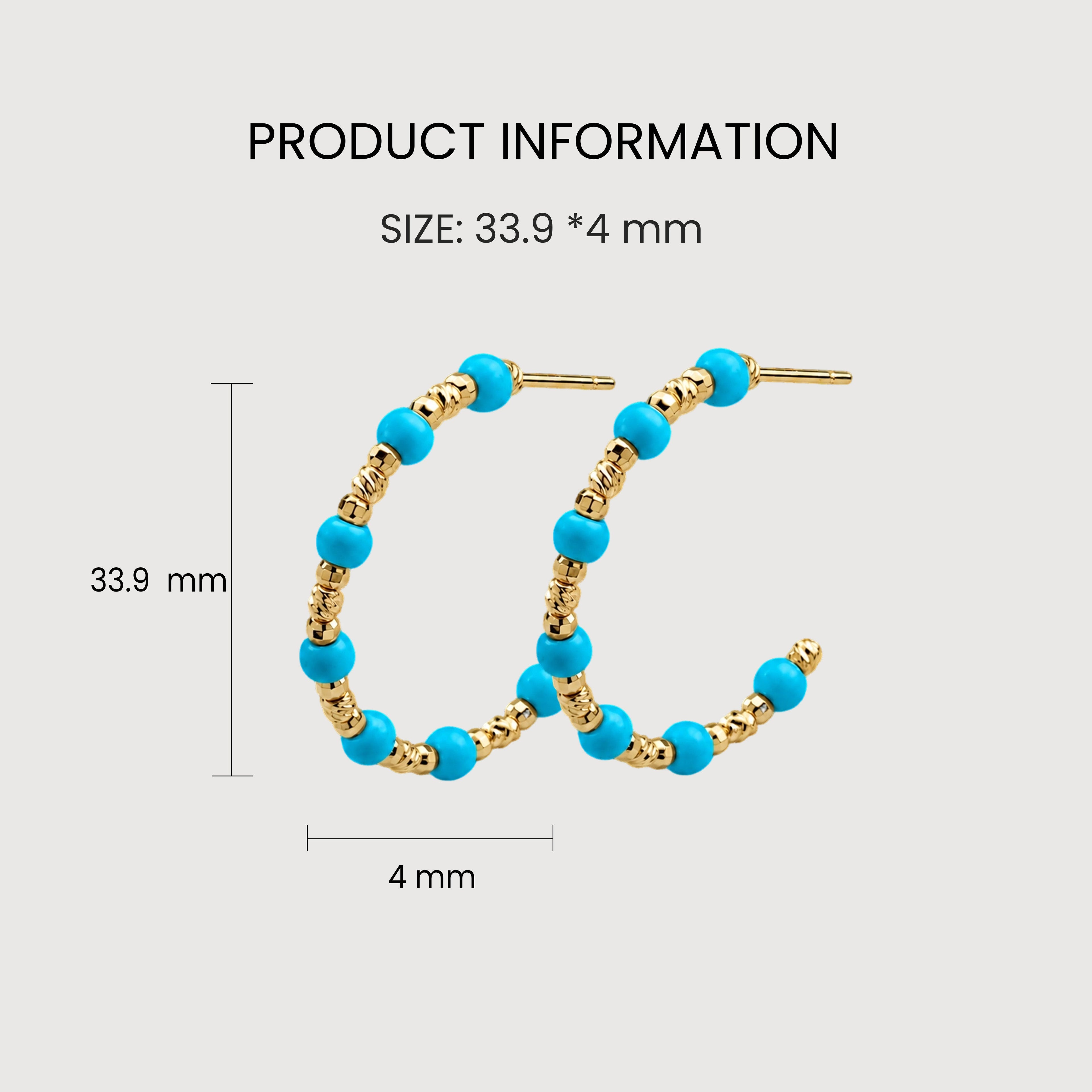 Gold-Plated Beaded Open Hoop Earrings