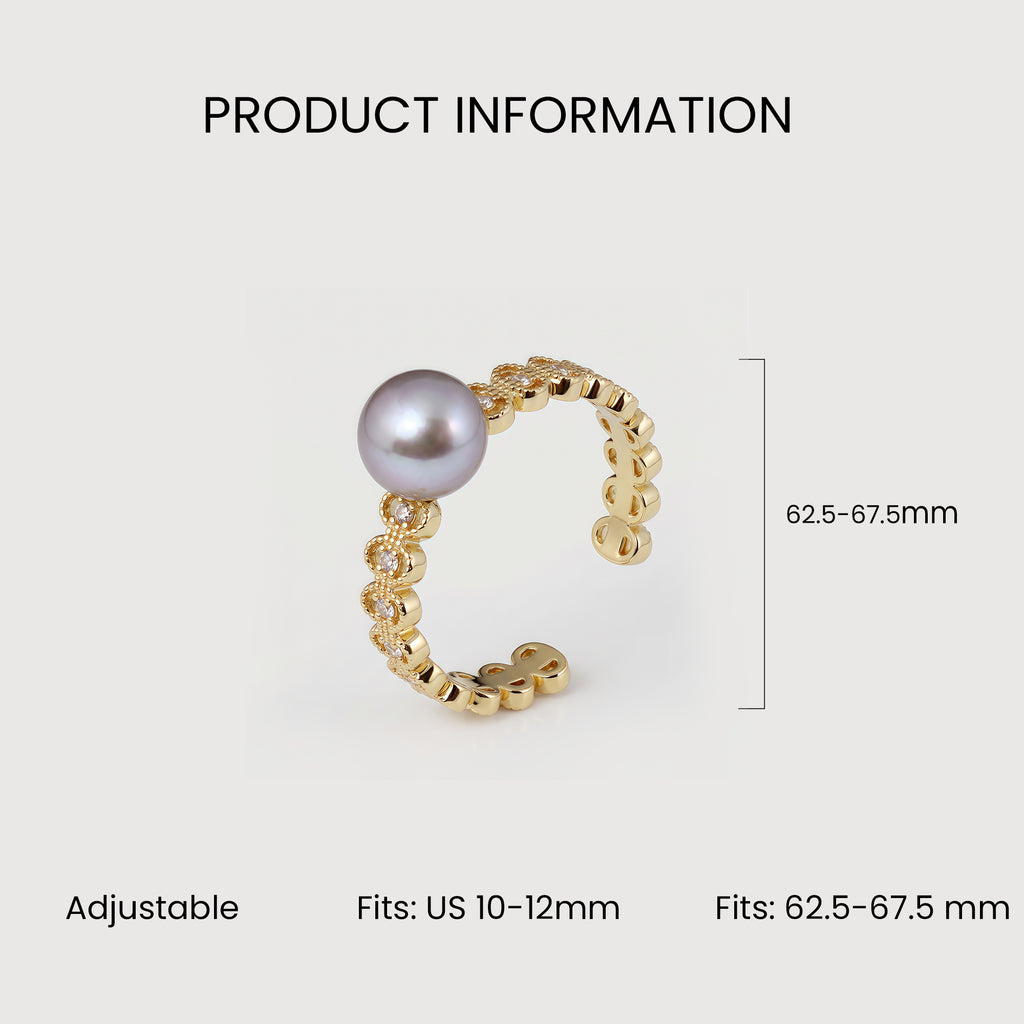 Pearl Filigree 18K Gold-Plated Copper Ring