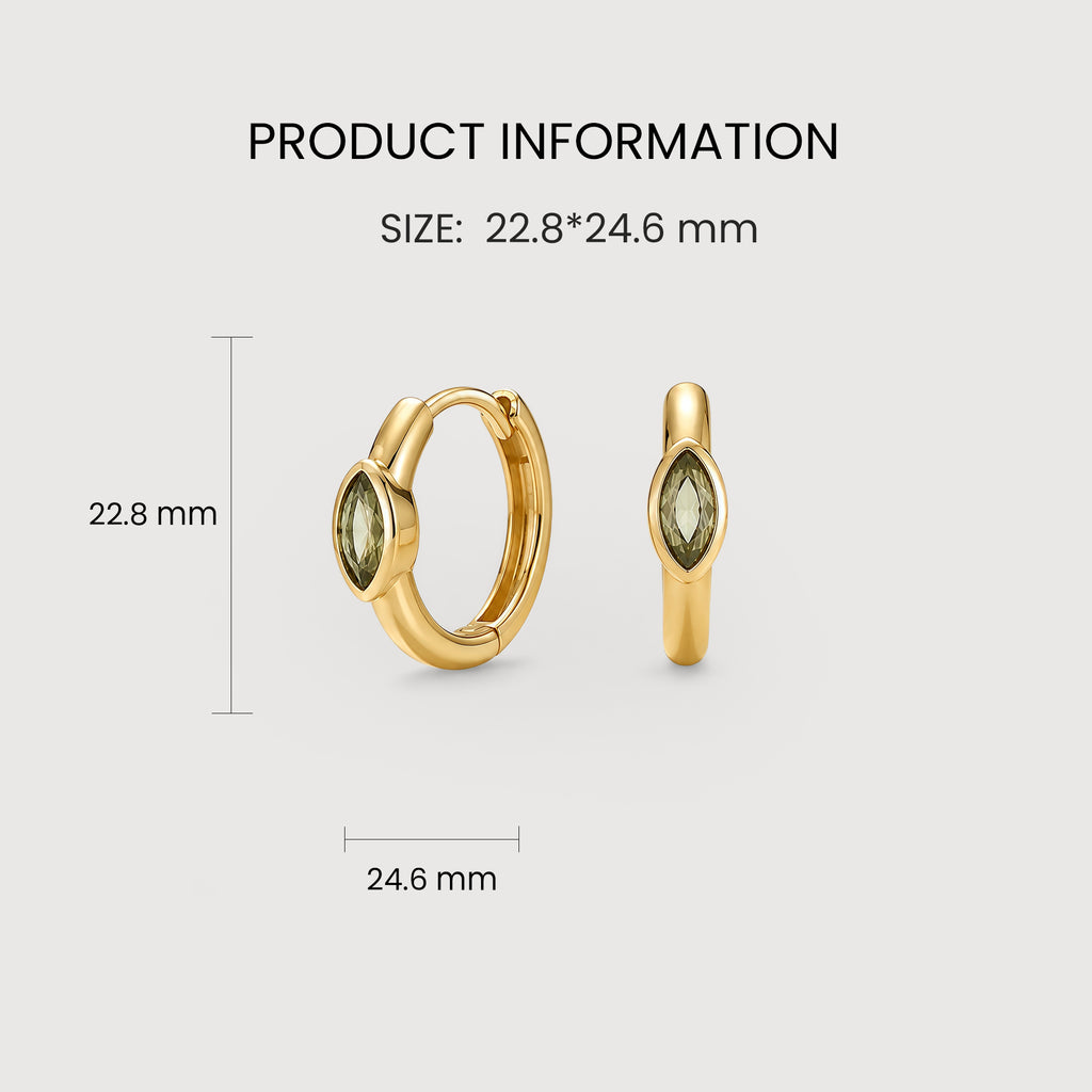 S925 Silver Marquise CZ Hinged Hoop Earrings