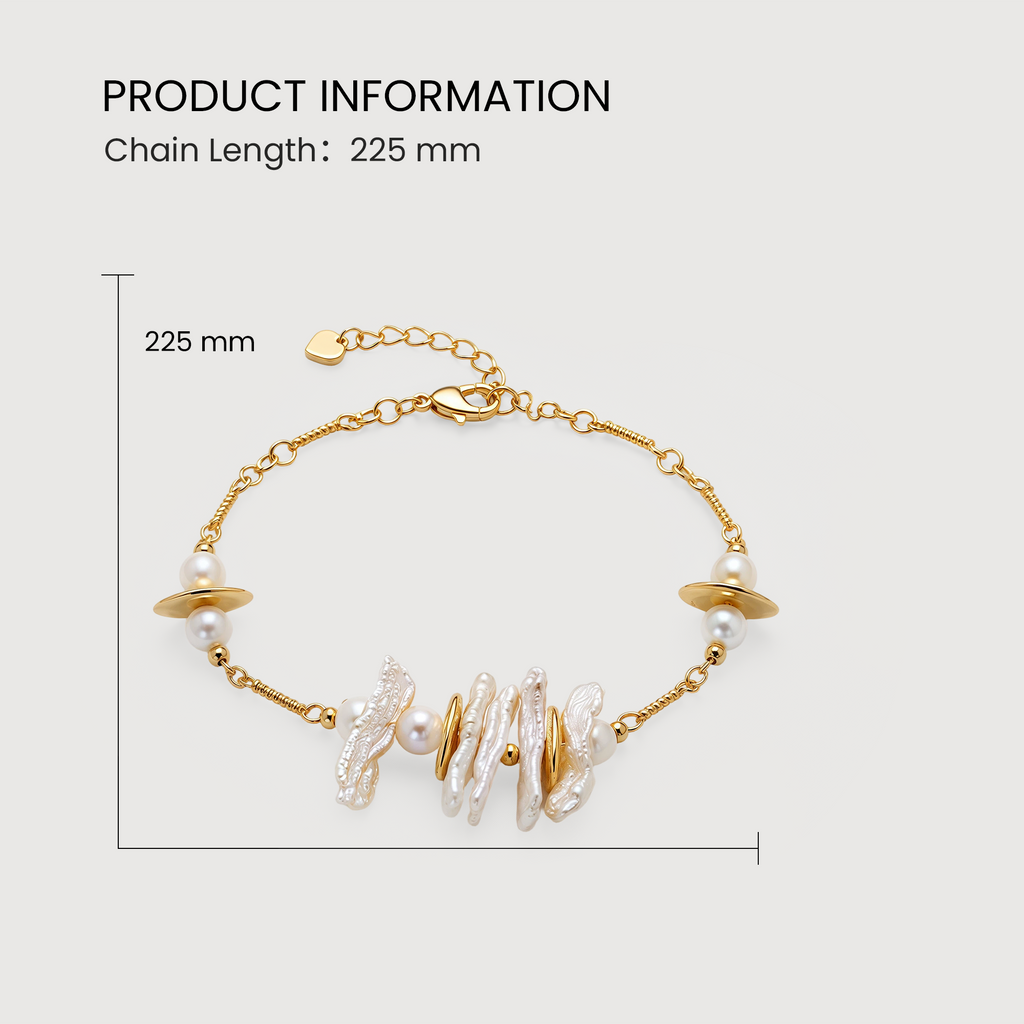 Baroque Pearl and Sculptural Disc Bracelet