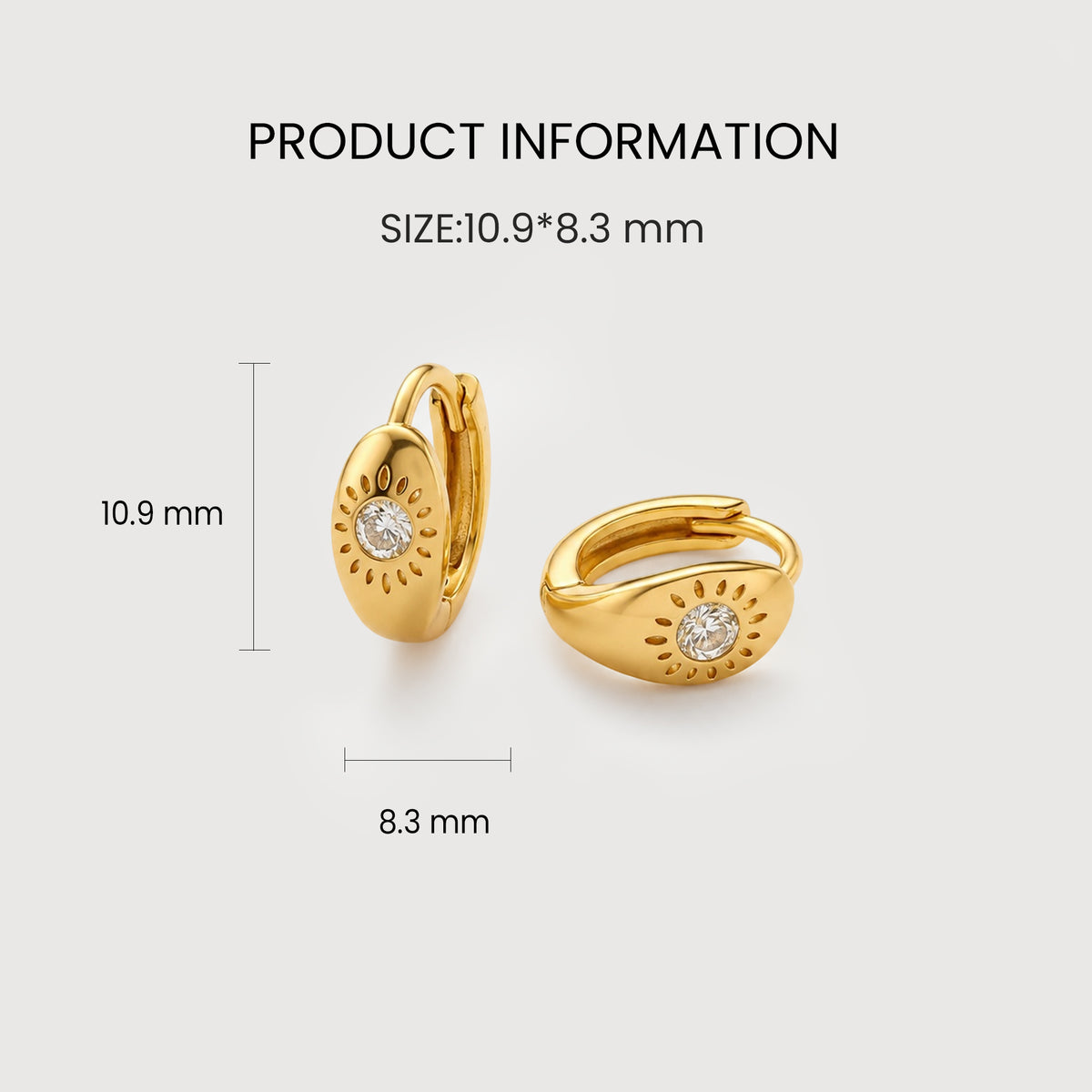 18K Gold-Plated S925 Sunburst Zircon Hoop Earrings